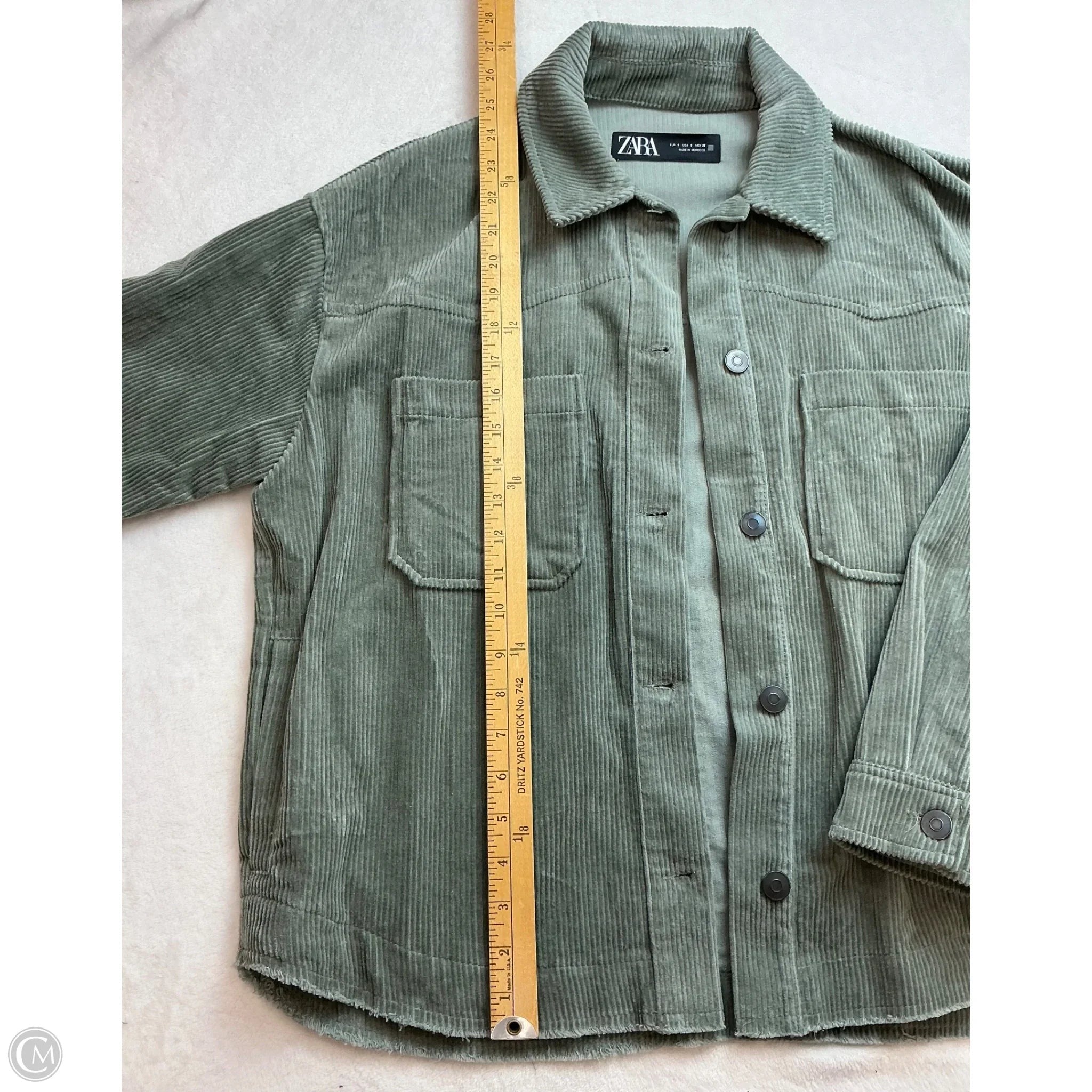 Jacket Shirt By Zara In Green, Size: S