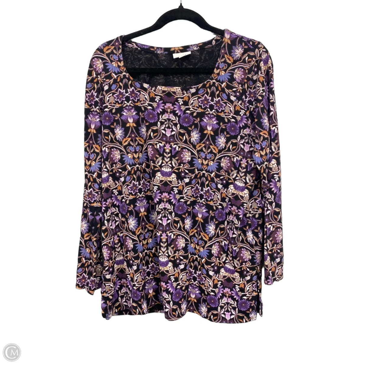 Top 3/4 Sleeve By J. Jill In Black & Purple, Size: M