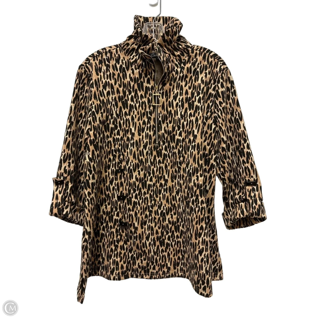 Tunic Long Sleeve By Calessa In Leopard Print, Size: Xl