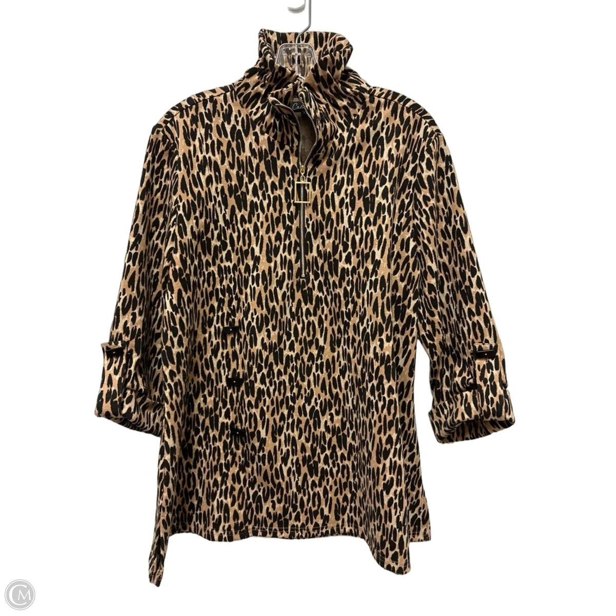 Tunic Long Sleeve By Calessa In Leopard Print, Size: Xl