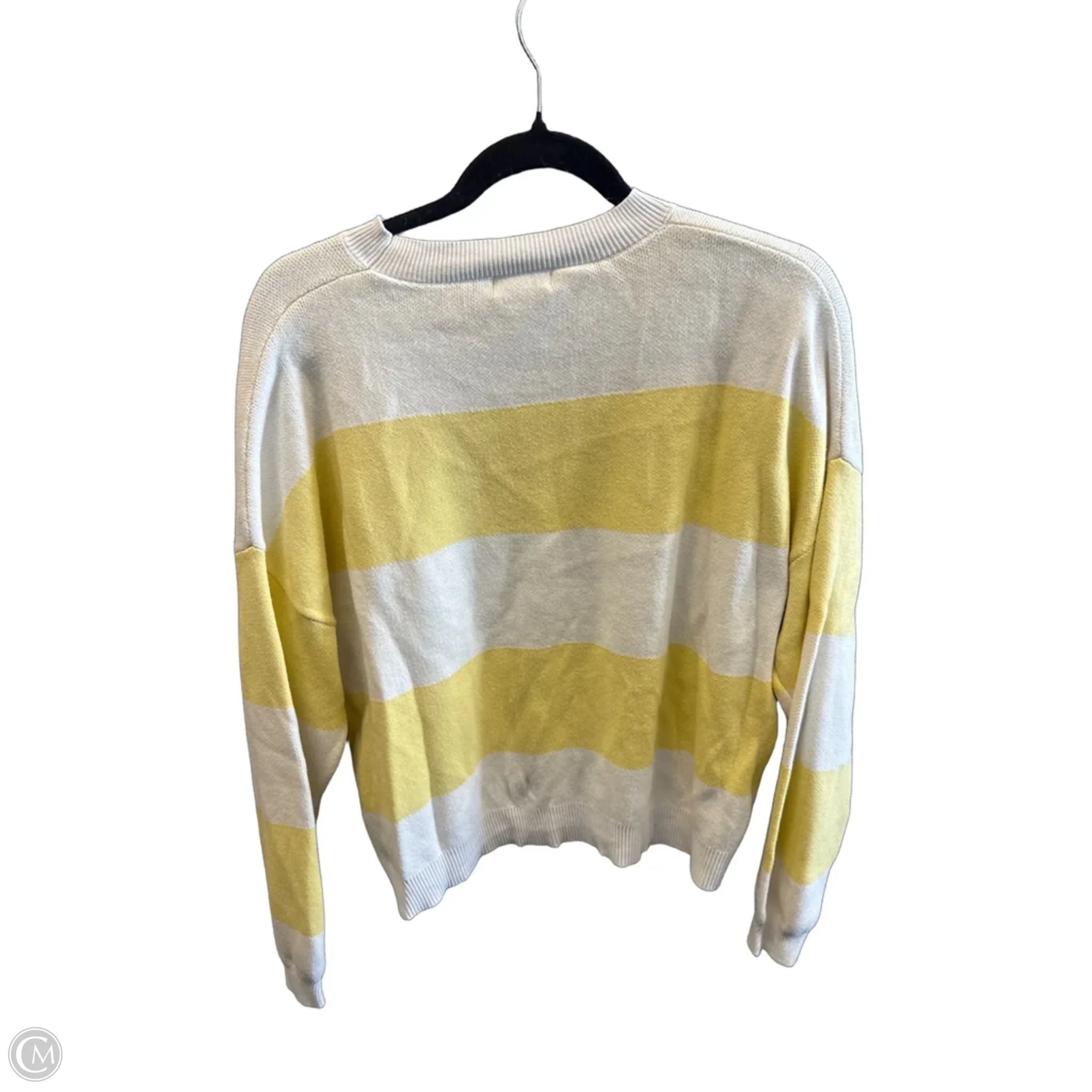 Sweater By Vigoss In White & Yellow, Size: M