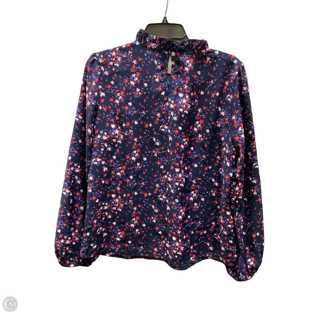 Top Long Sleeve By J. Crew In Blue & Red, Size: M