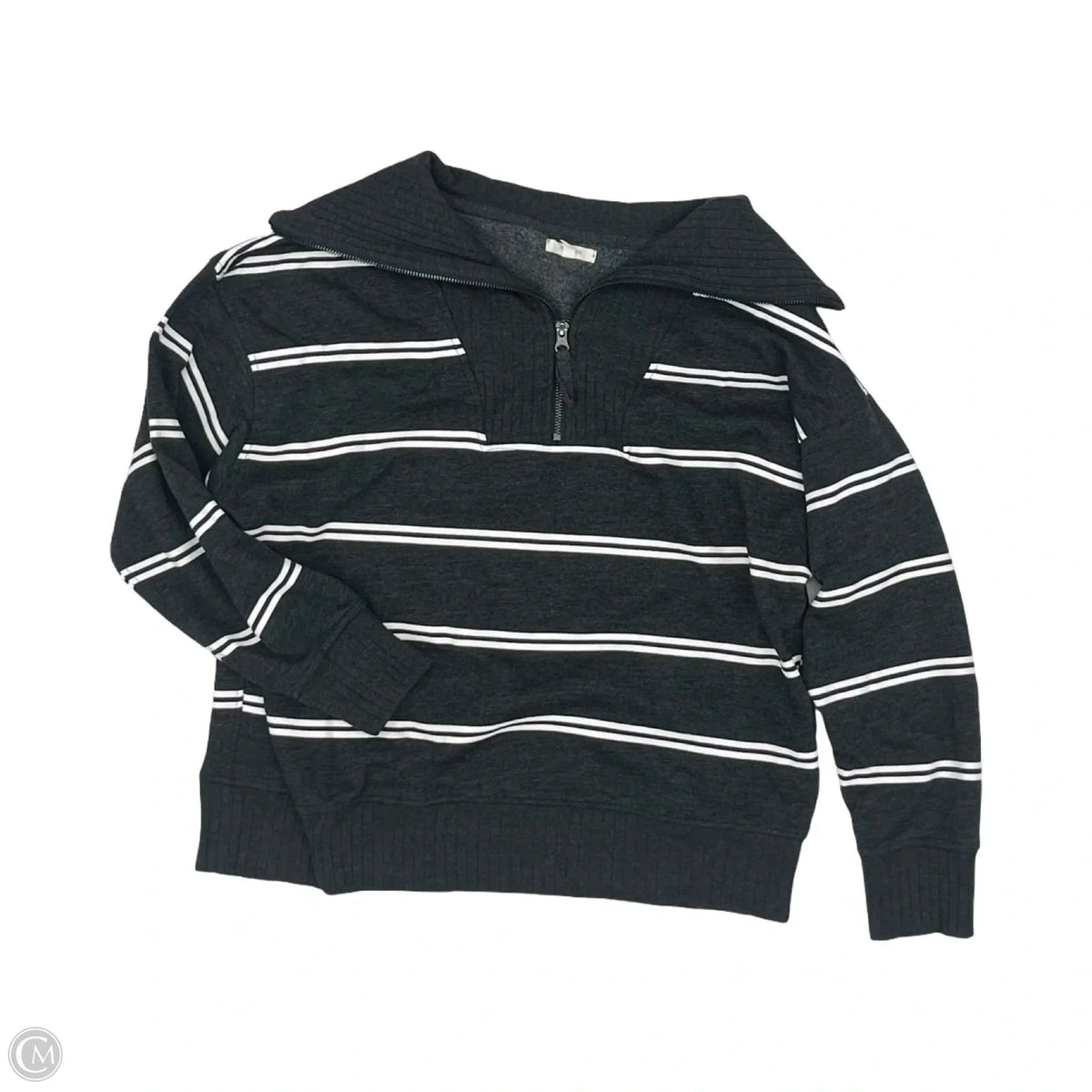 Top Long Sleeve By Maurices In Grey & White, Size: M