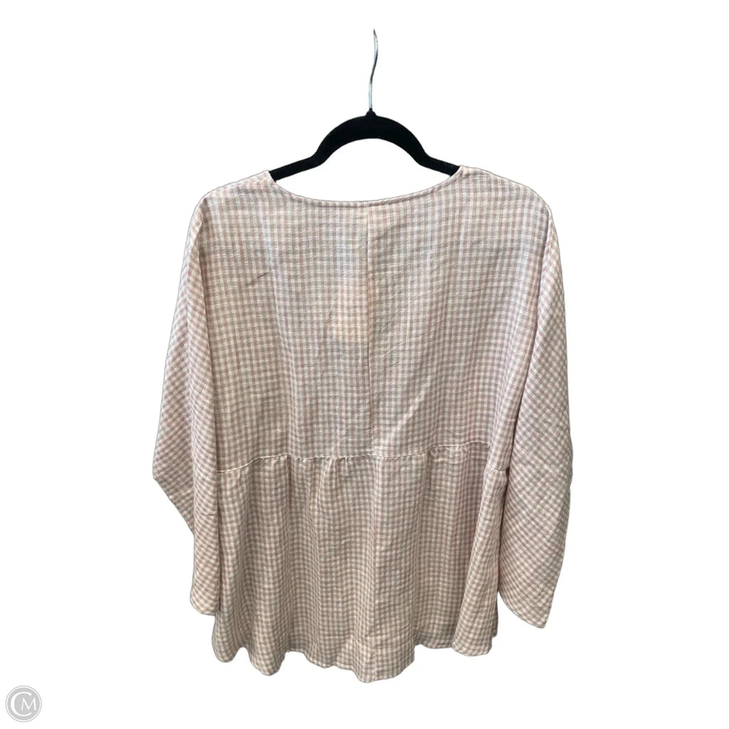 Top Long Sleeve By Clothes Mentor In Pink & White, Size: Xxl