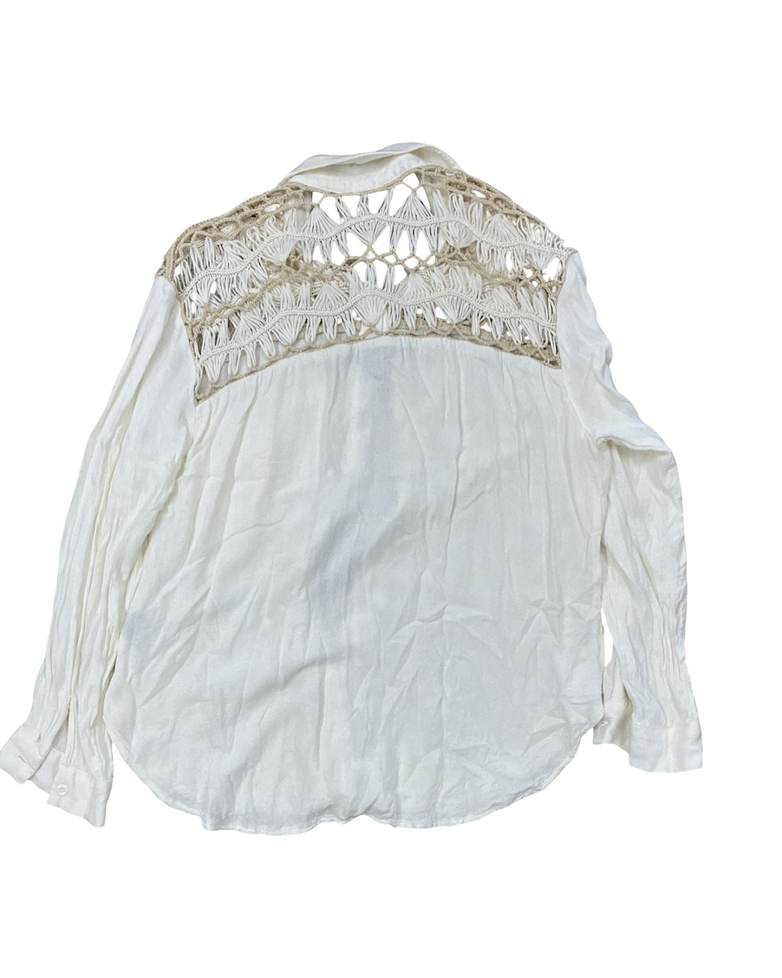 Blouse Ls By Rock & Roll In Cream, Size:L