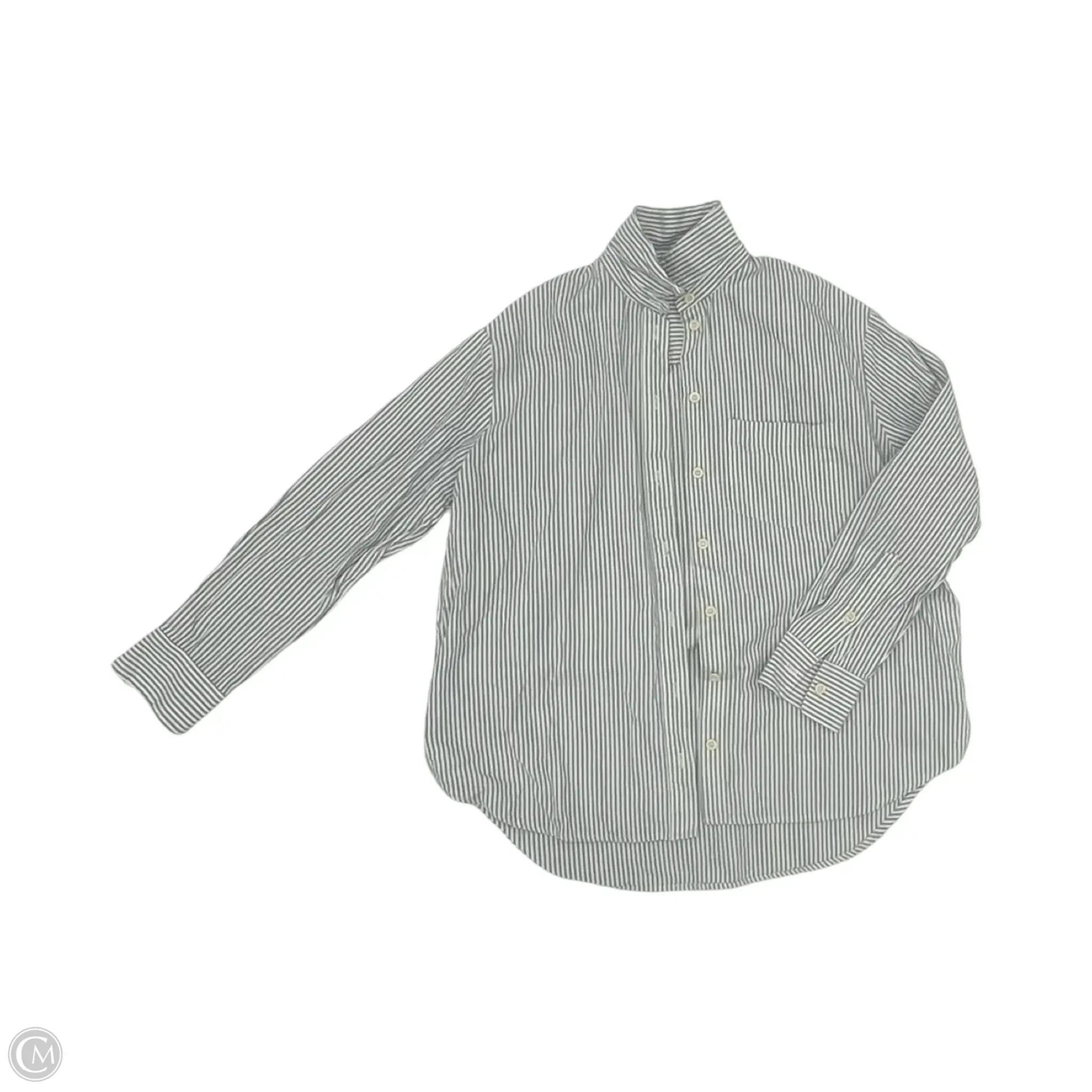 Top Long Sleeve By Madewell In Blue & Cream, Size: S