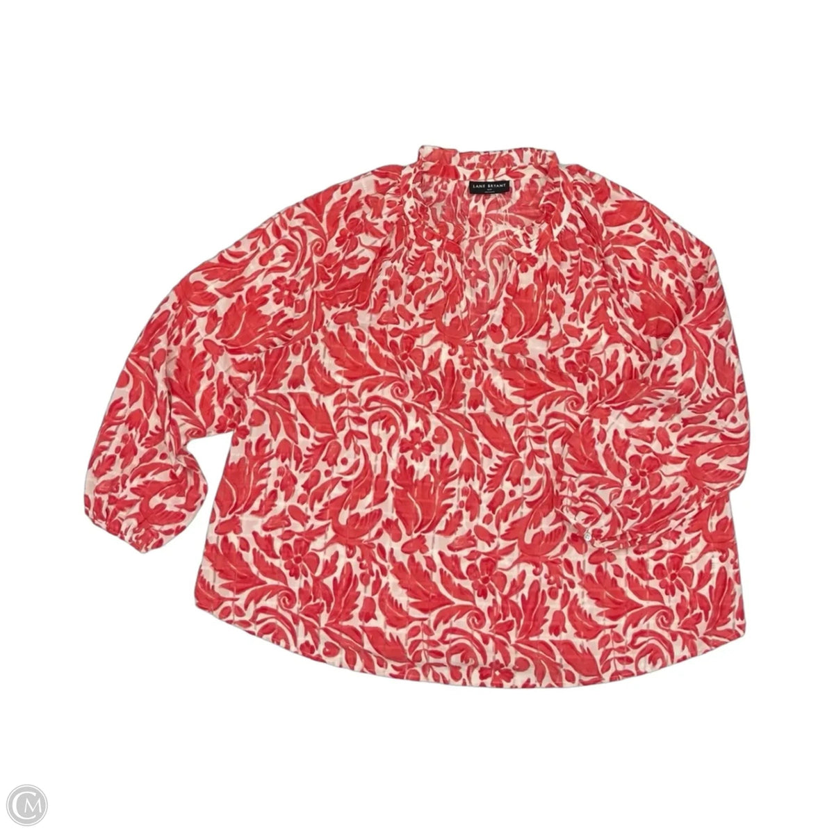 Blouse Long Sleeve By Lane Bryant In Cream & Red, Size: 2x
