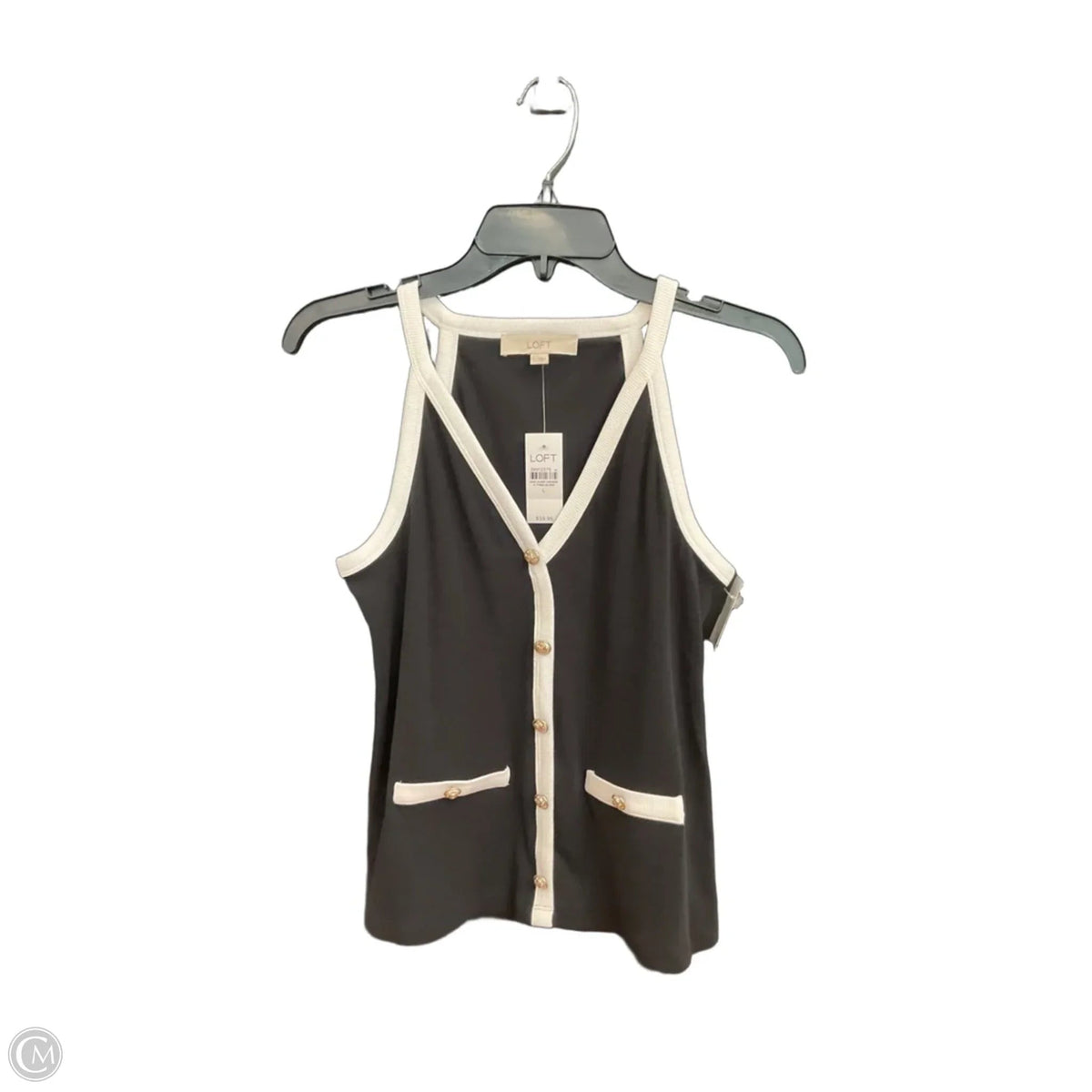 Top Sleeveless By Loft In Black, Size: L