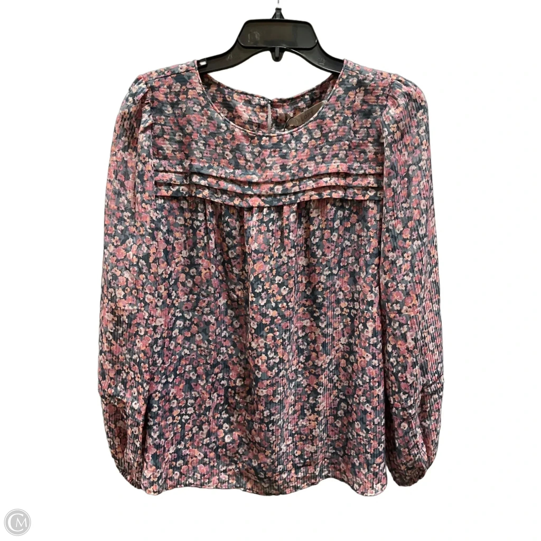 Top Long Sleeve By Loft In Grey & Pink, Size: M