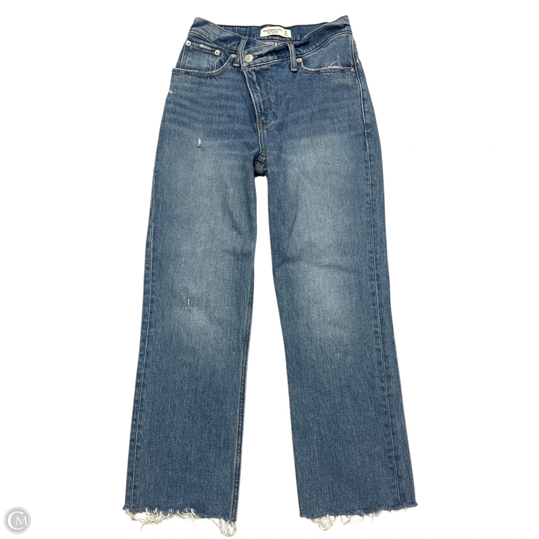 Jeans Straight By Abercrombie And Fitch In Blue Denim, Size: 0