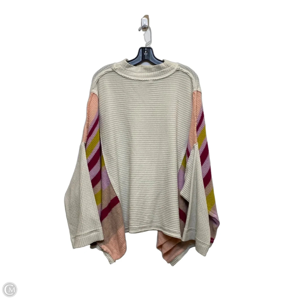 Top Long Sleeve By We The Free In Cream & Pink, Size: L