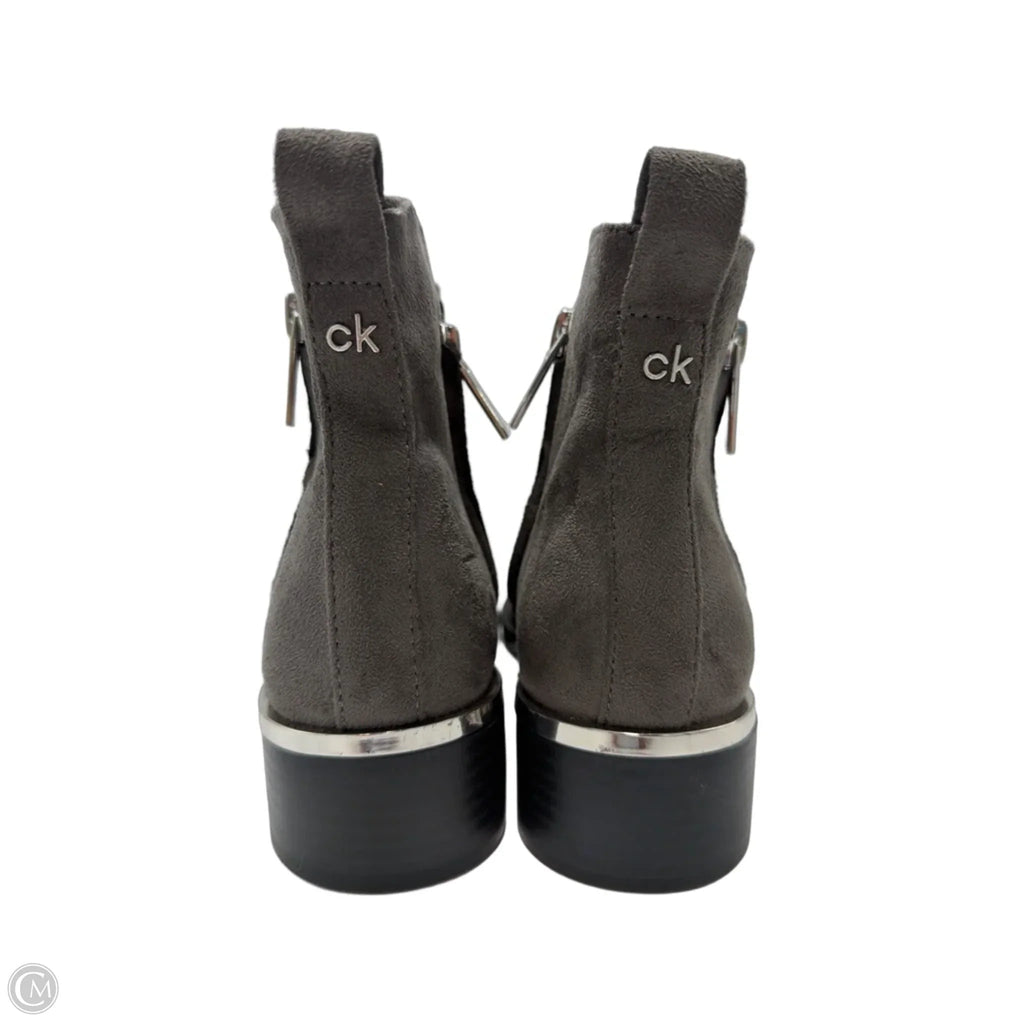 Boots Ankle Heels By Calvin Klein In Grey, Size: 6