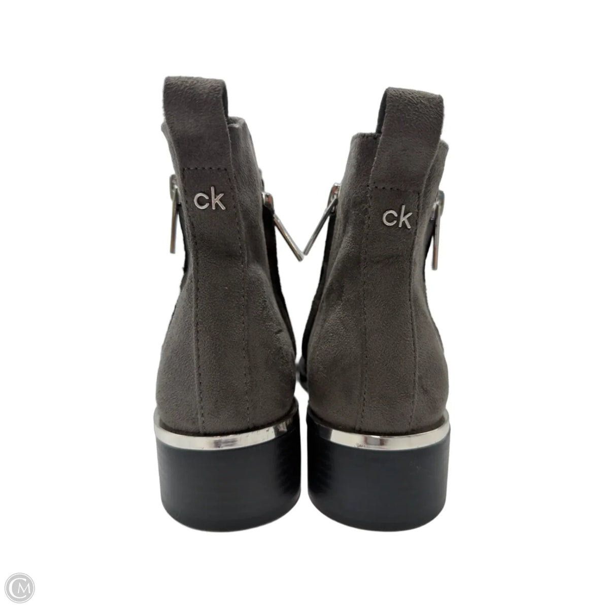 Boots Ankle Heels By Calvin Klein In Grey, Size: 6