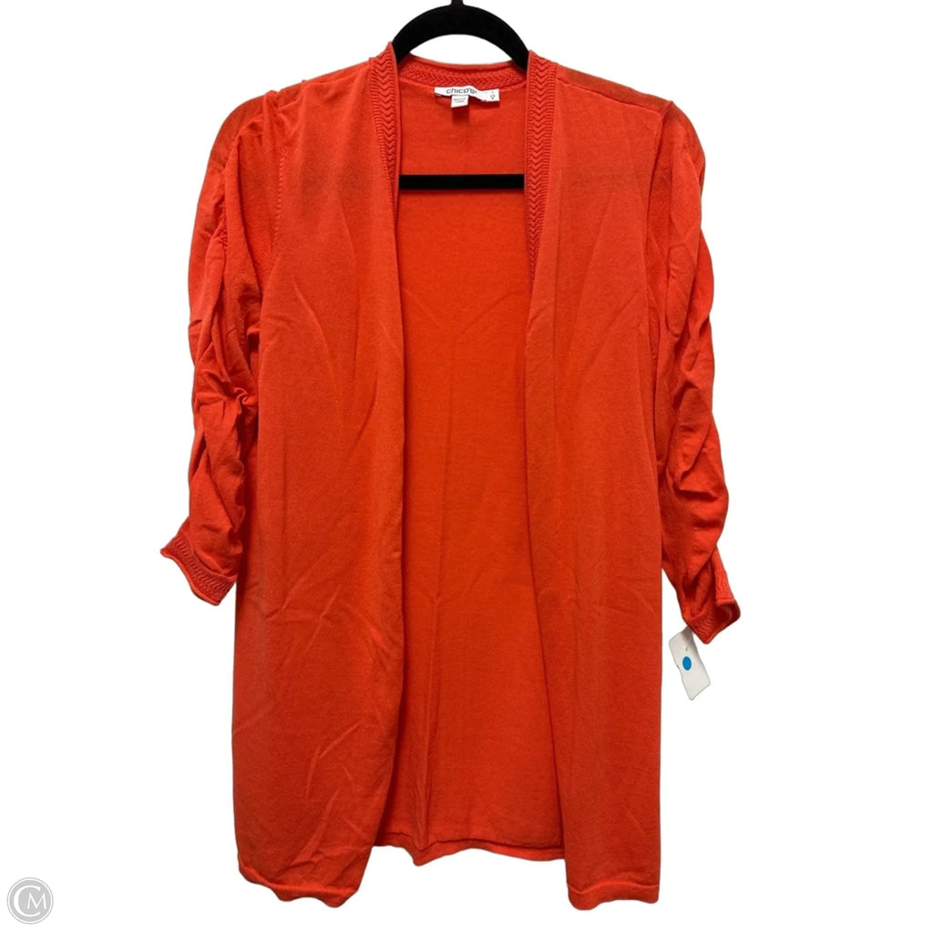 Sweater Cardigan By Chicos In Orange, Size: M