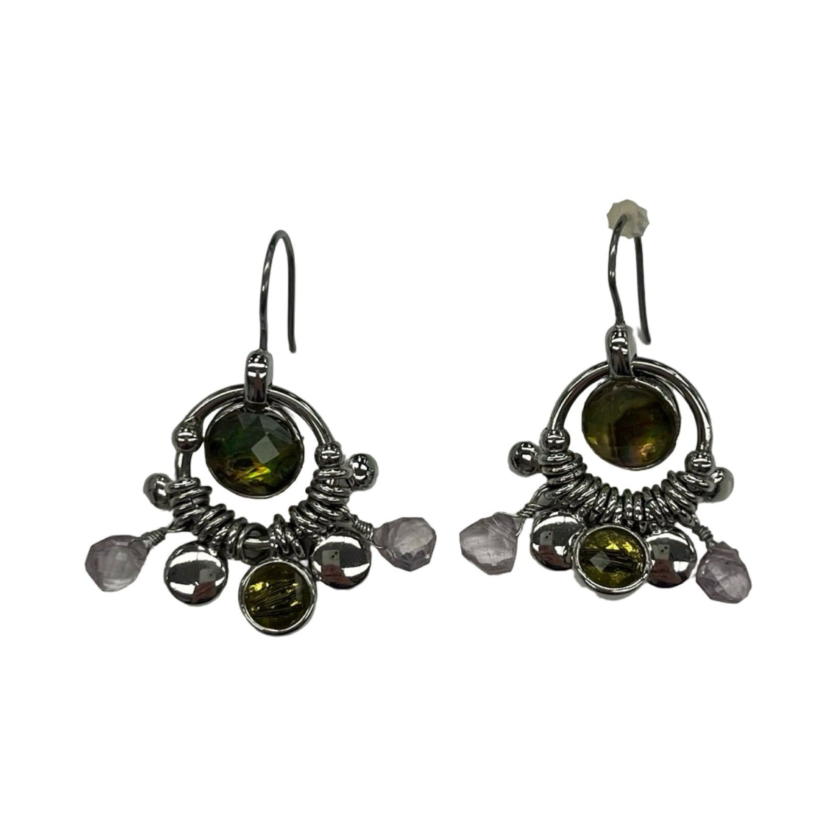 Earrings Dangle/Drop By Lia Sophia In Green & Silver
