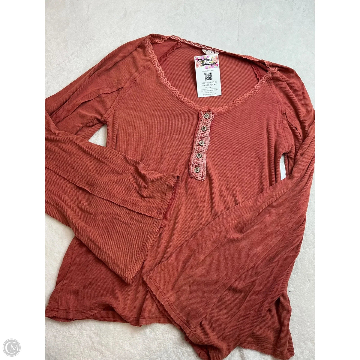 Top Long Sleeve By Pol In Orange, Size: S