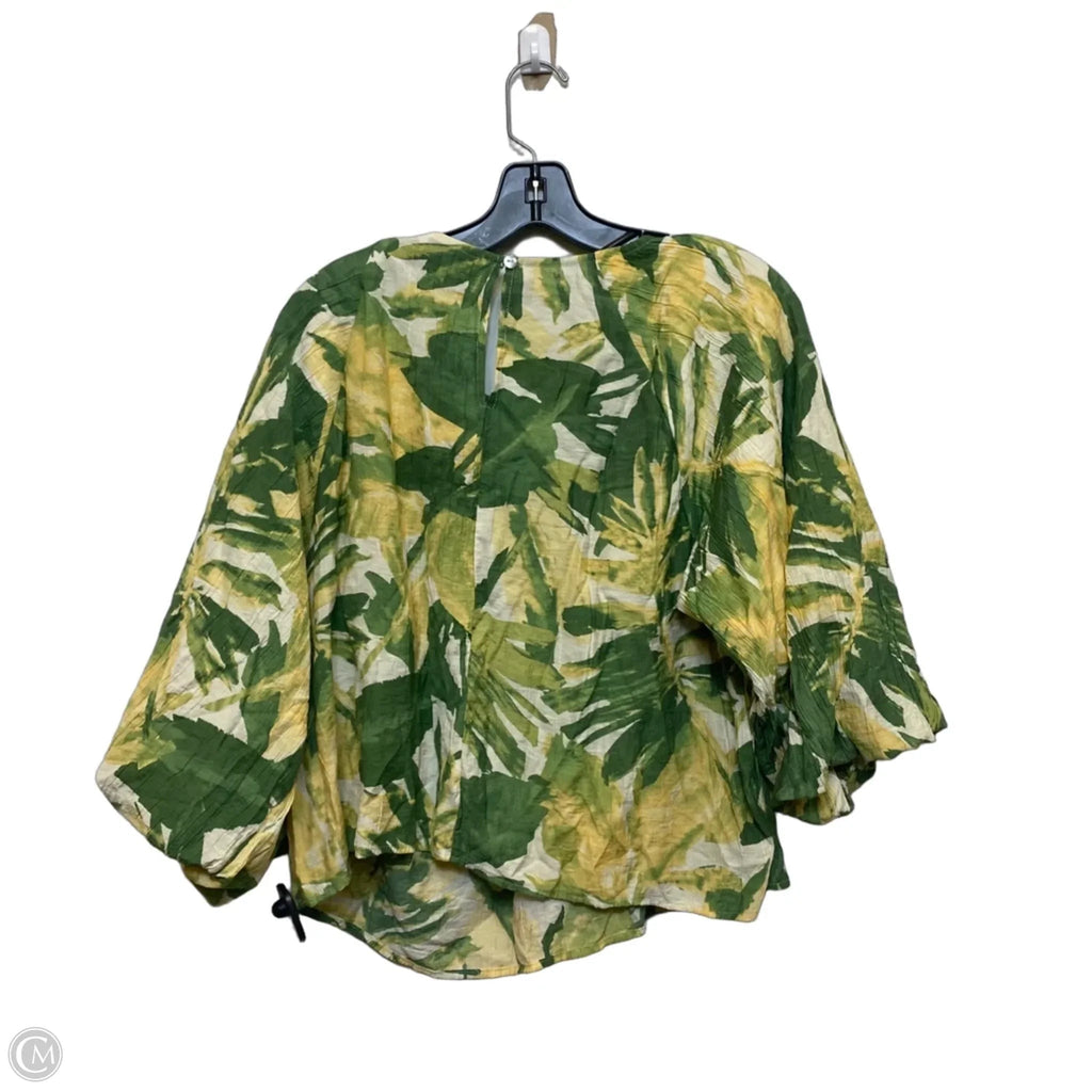 Top 3/4 Sleeve By Counterparts In Green & Yellow, Size: Xl