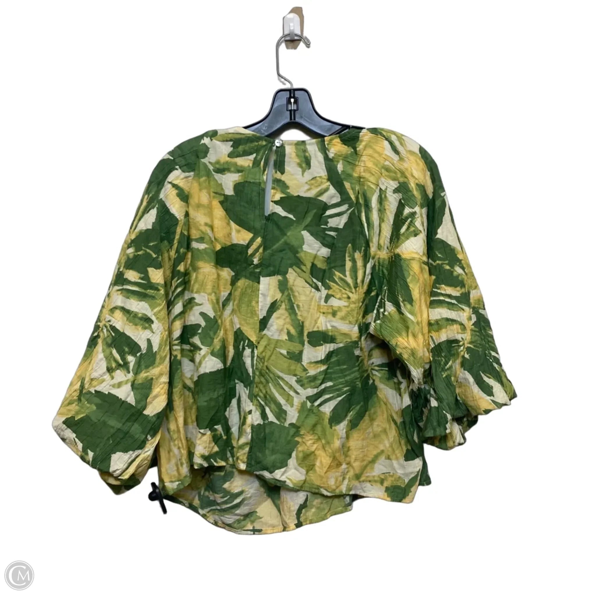 Top 3/4 Sleeve By Counterparts In Green & Yellow, Size: Xl