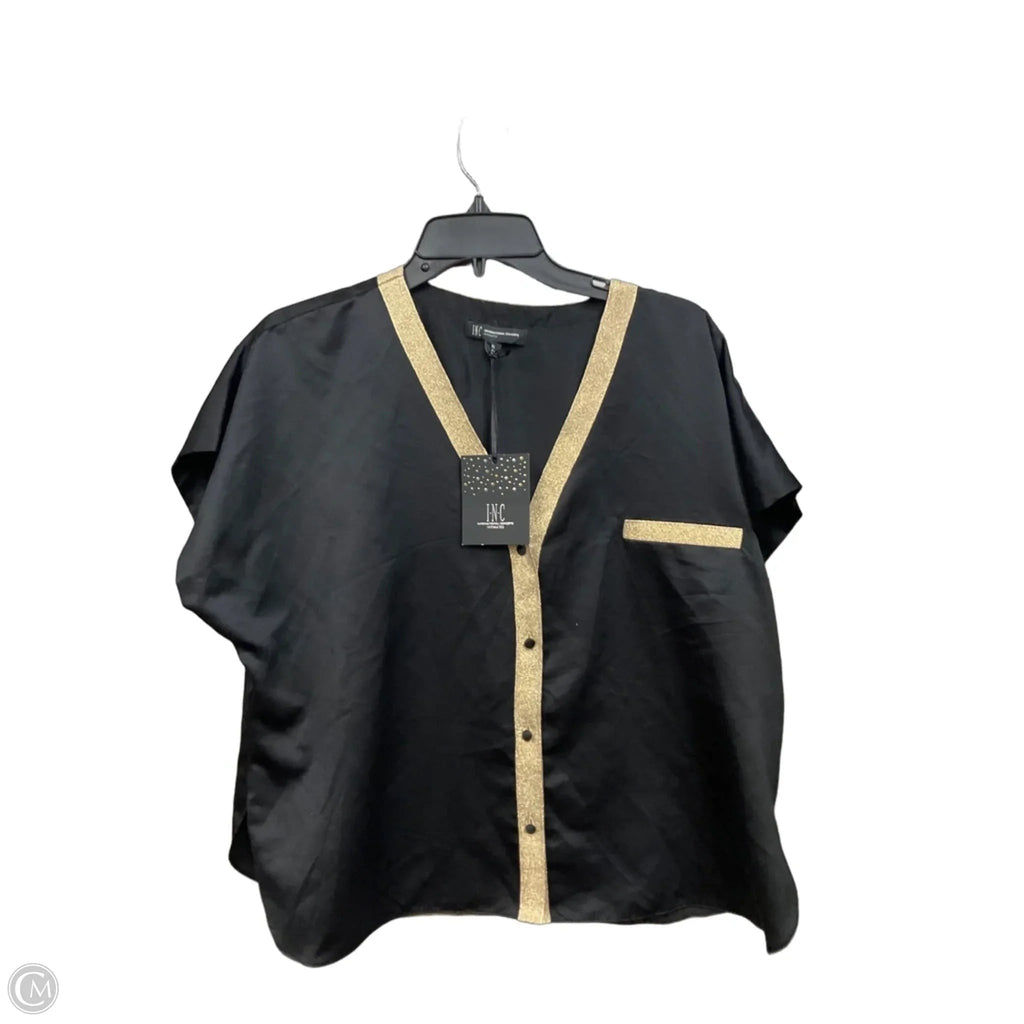 Top Short Sleeve By Inc In Black & Gold, Size: Xl