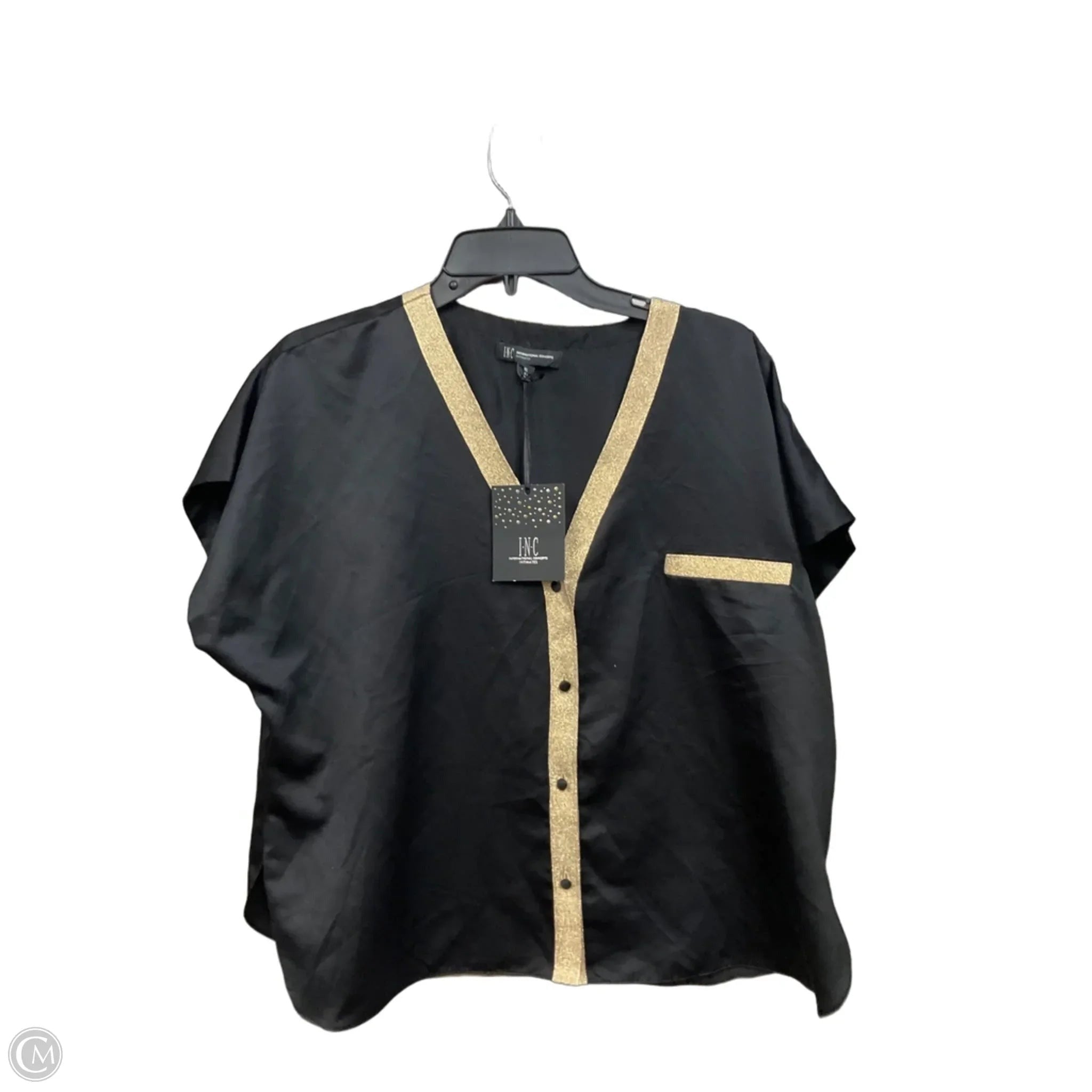Top Short Sleeve By Inc In Black & Gold, Size: Xl