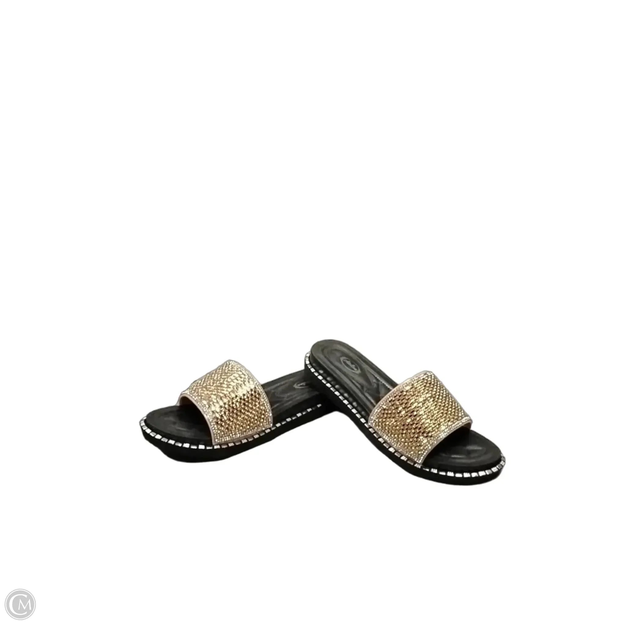 Sandals Flip Flops By Cme In Black & Gold, Size: 8
