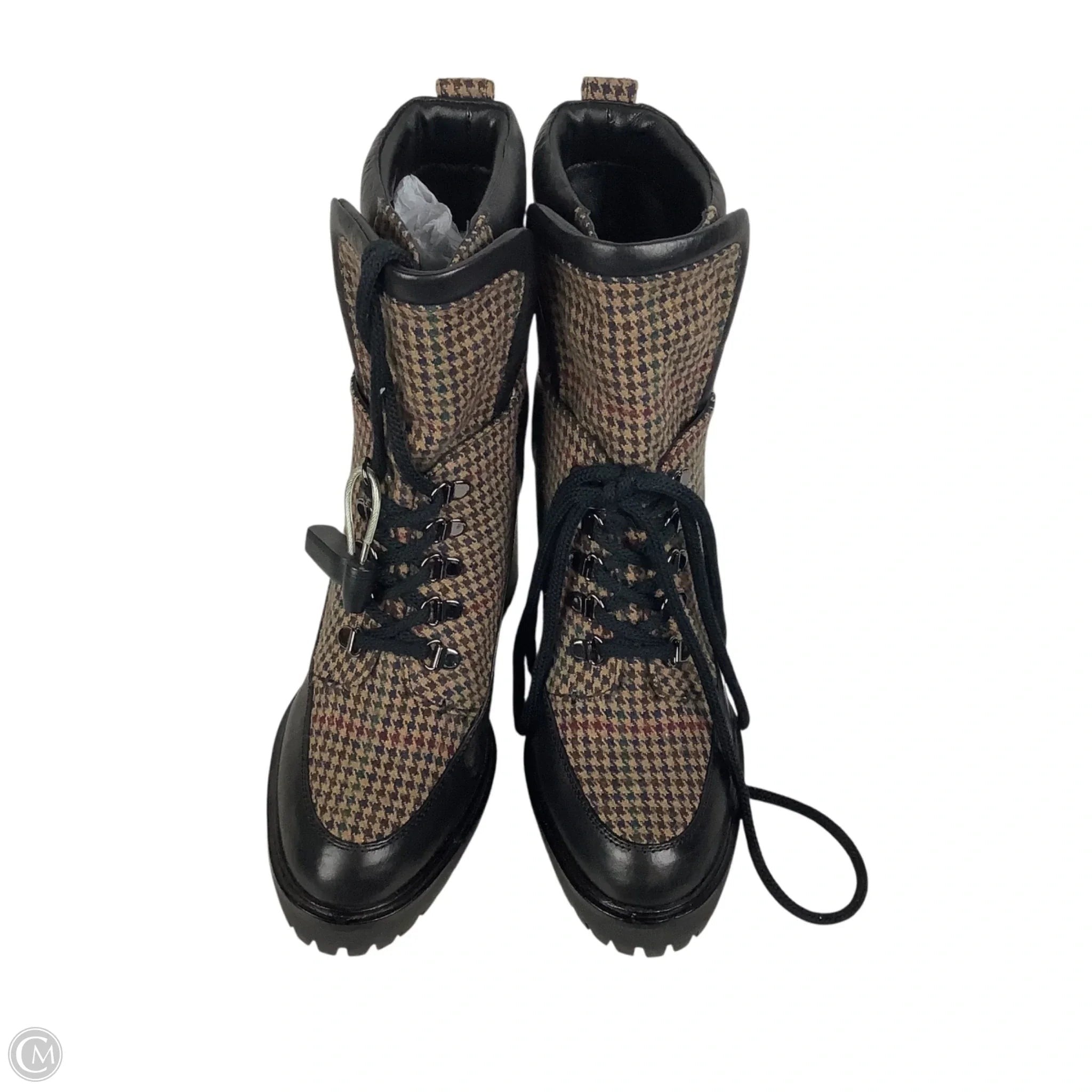 Boots Ankle Heels By Veronica Beard In Plaid Pattern, Size: 9.5