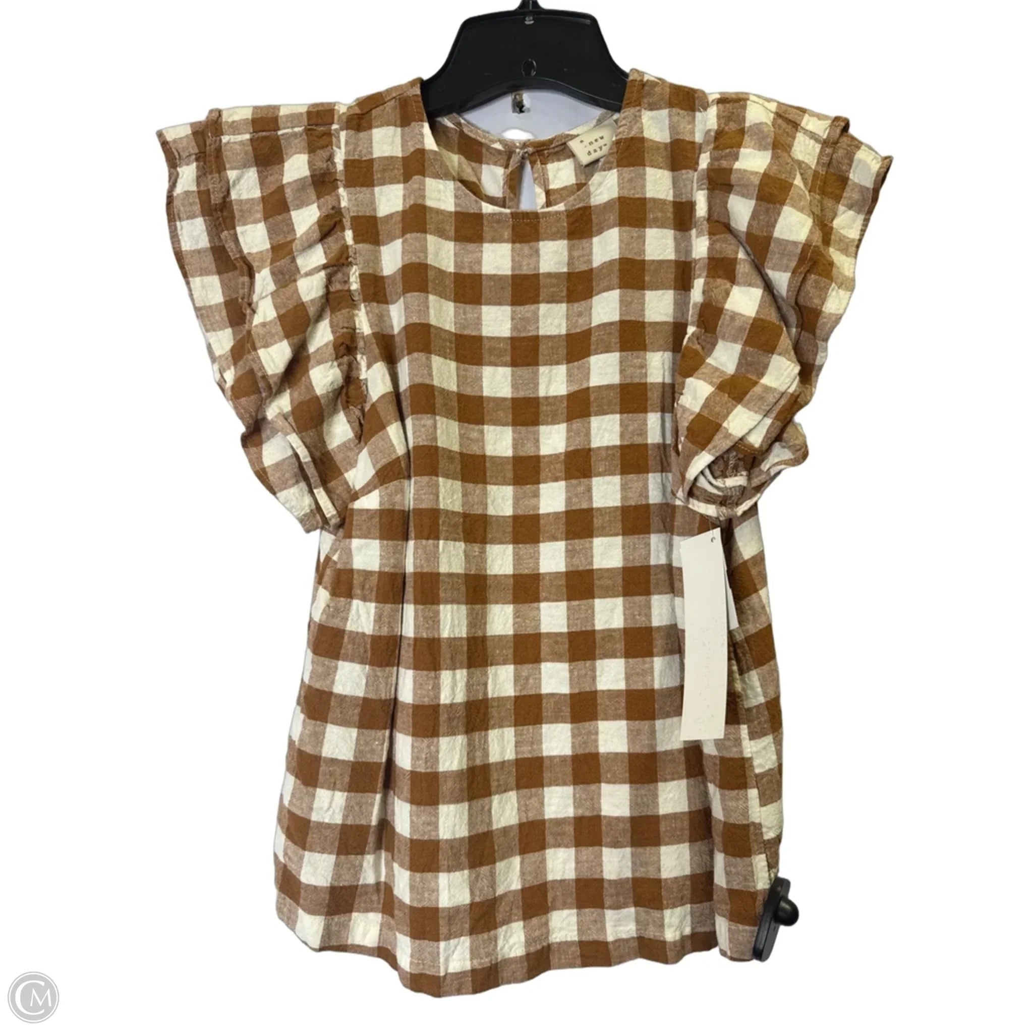 Top Short Sleeve By A New Day In Plaid Pattern, Size: Xs