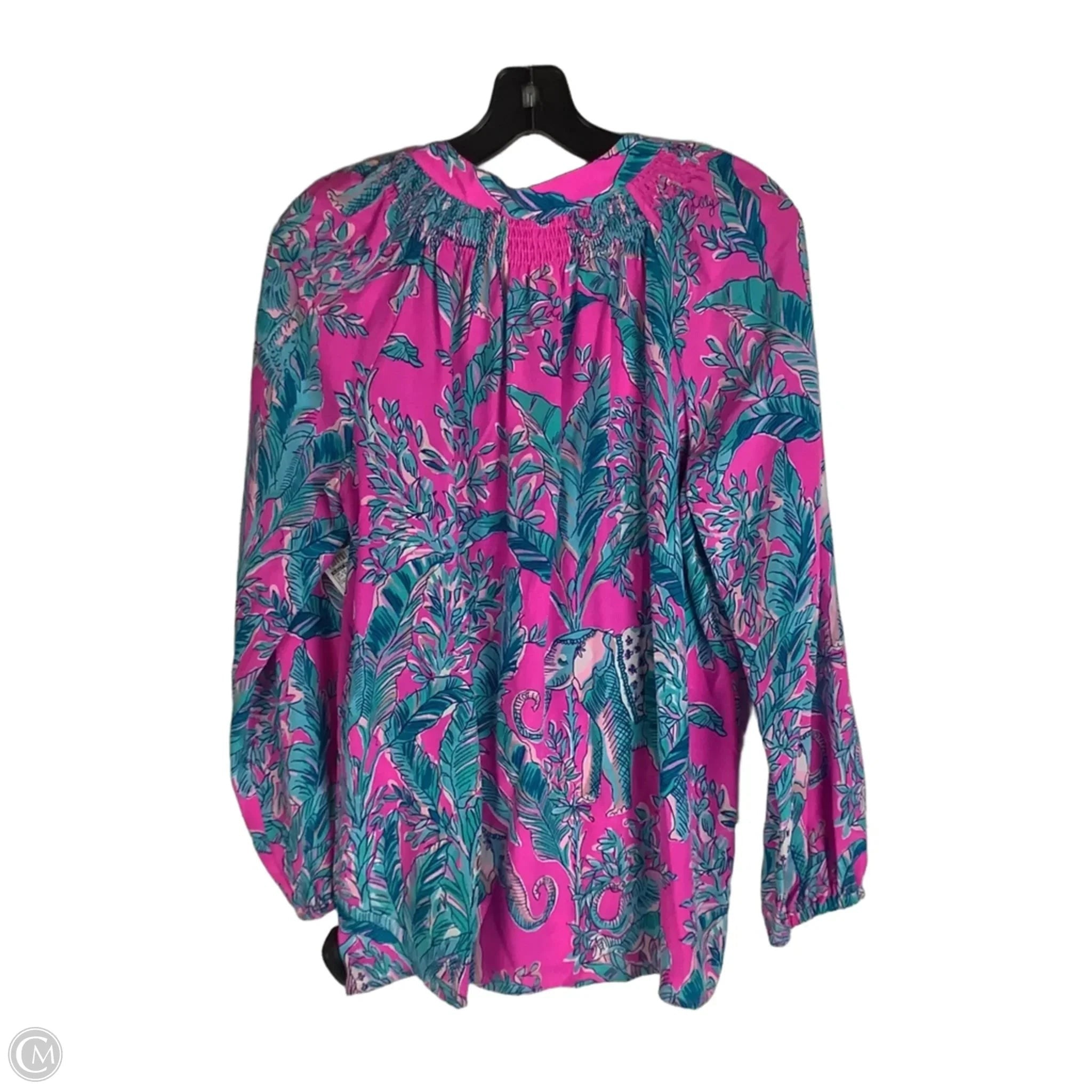 Top Long Sleeve Designer By Lilly Pulitzer In Blue & Pink, Size: M