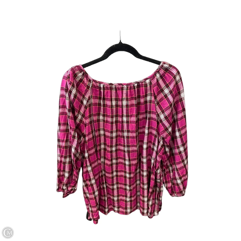 Top Long Sleeve By St Johns Bay In Pink, Size: 1x