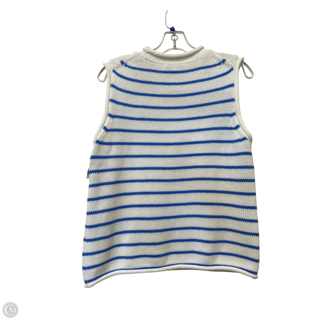 Top Sleeveless By Free Assembly In Blue & White, Size: M