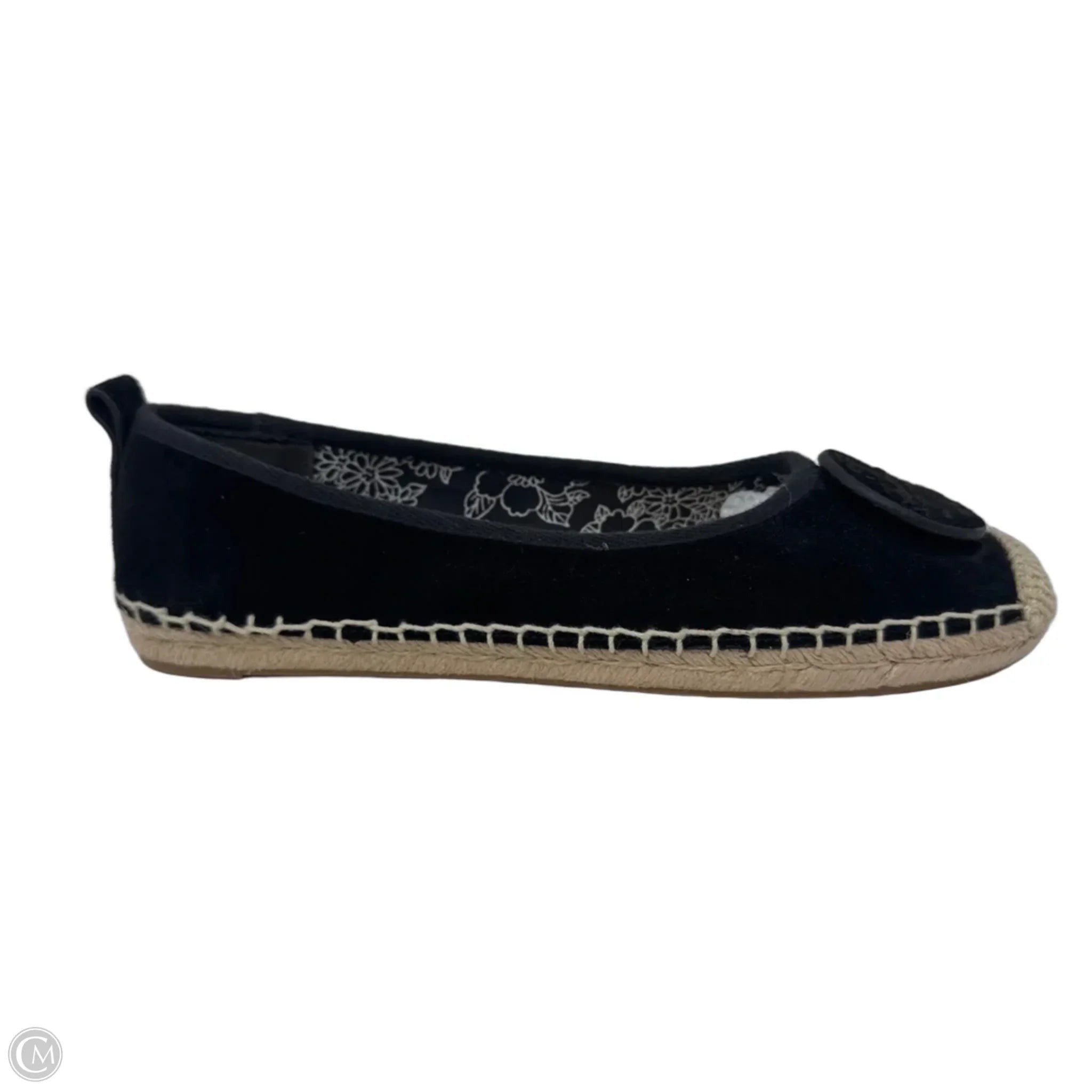 Minnie Ballet Espadrilles Designer By Tory Burch In Black & Cream, Size: 9