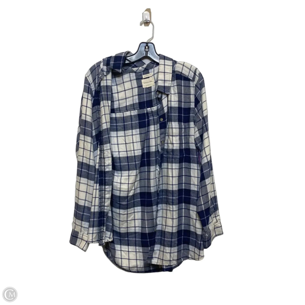 Top Long Sleeve By American Eagle In Blue & White, Size: Xl