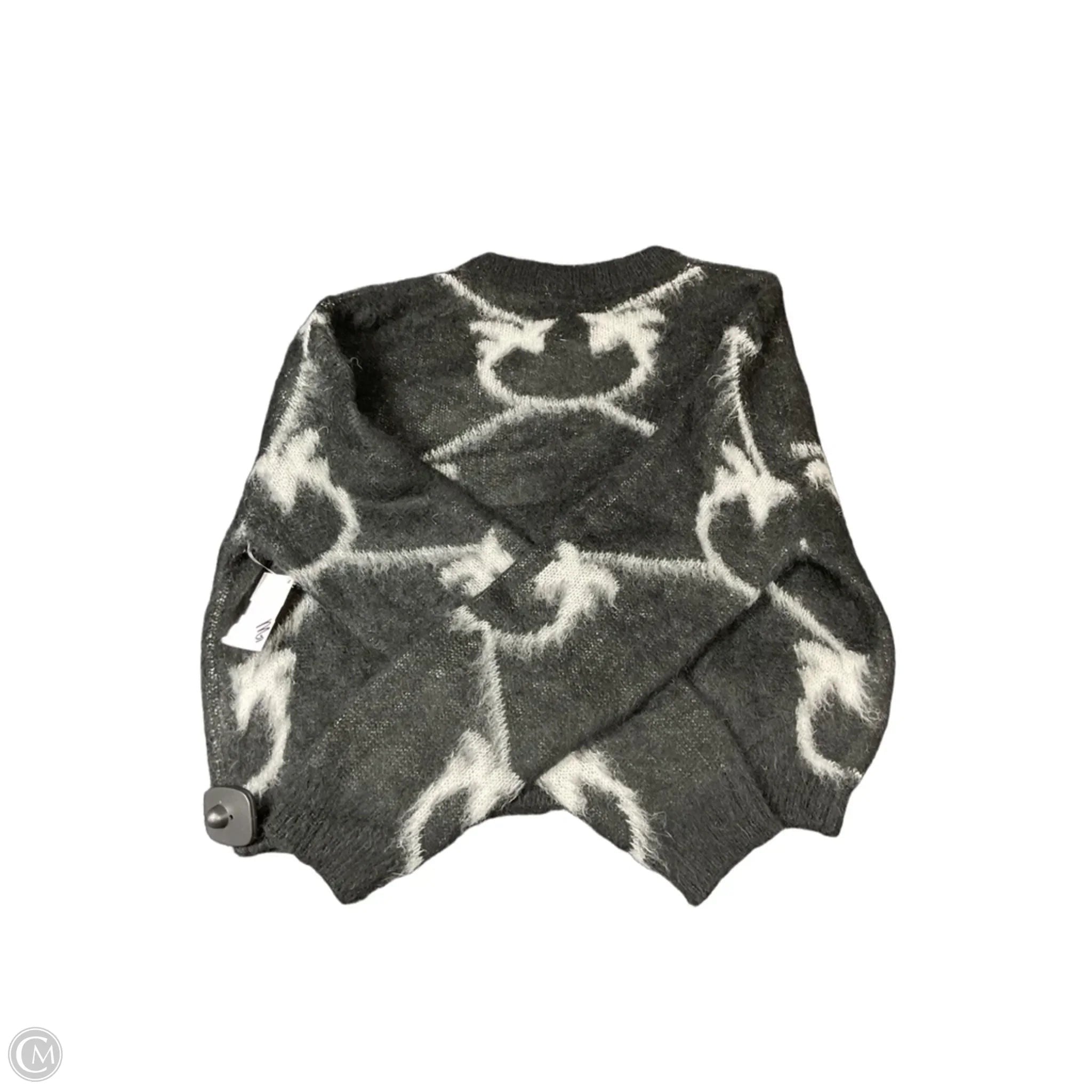 Sweater Cardigan By Clothes Mentor In Black & White, Size: S
