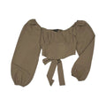 Blouse Ls By Blu Pepper In Tan, Size:M