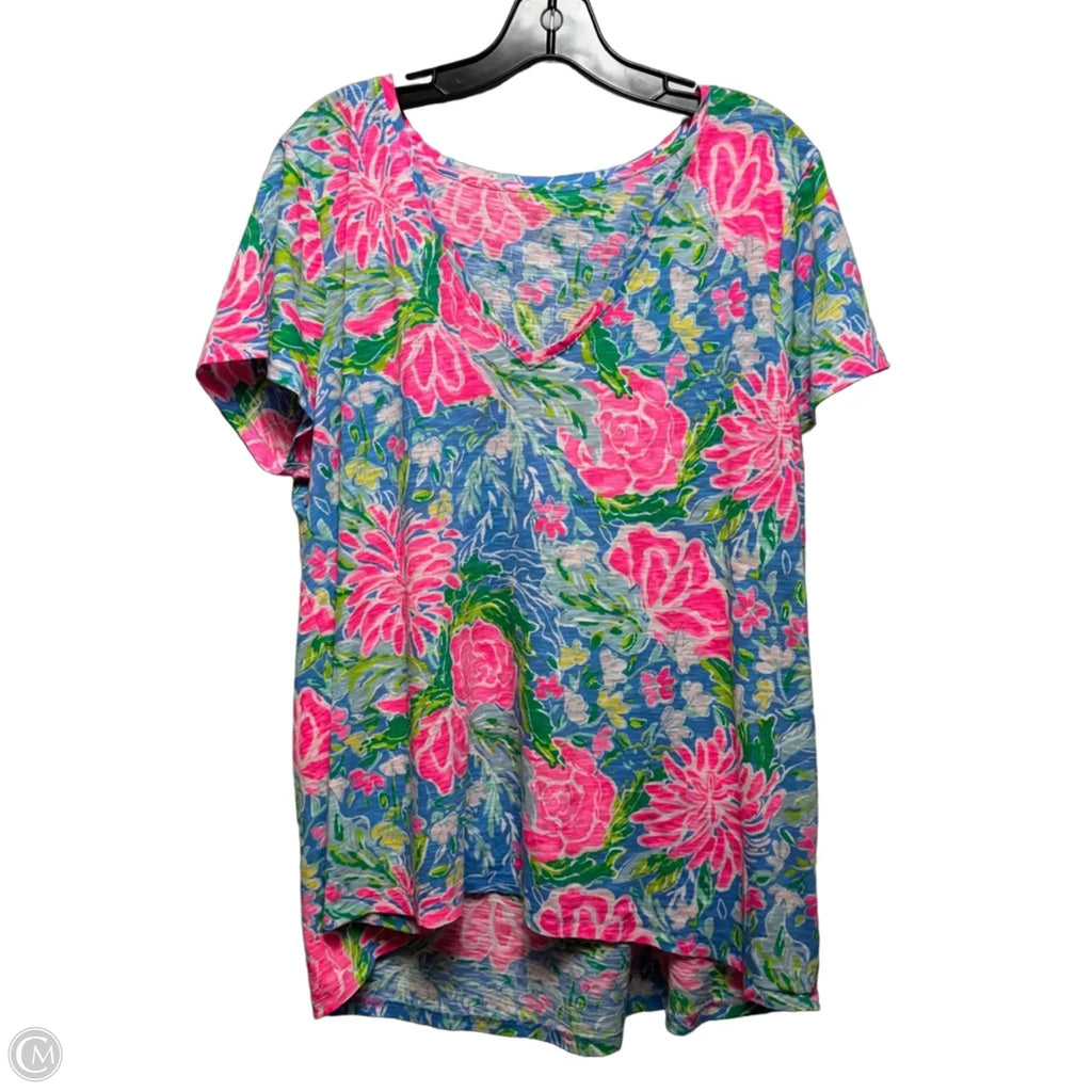Top Short Sleeve Designer By Lilly Pulitzer In Floral Print, Size: XXL