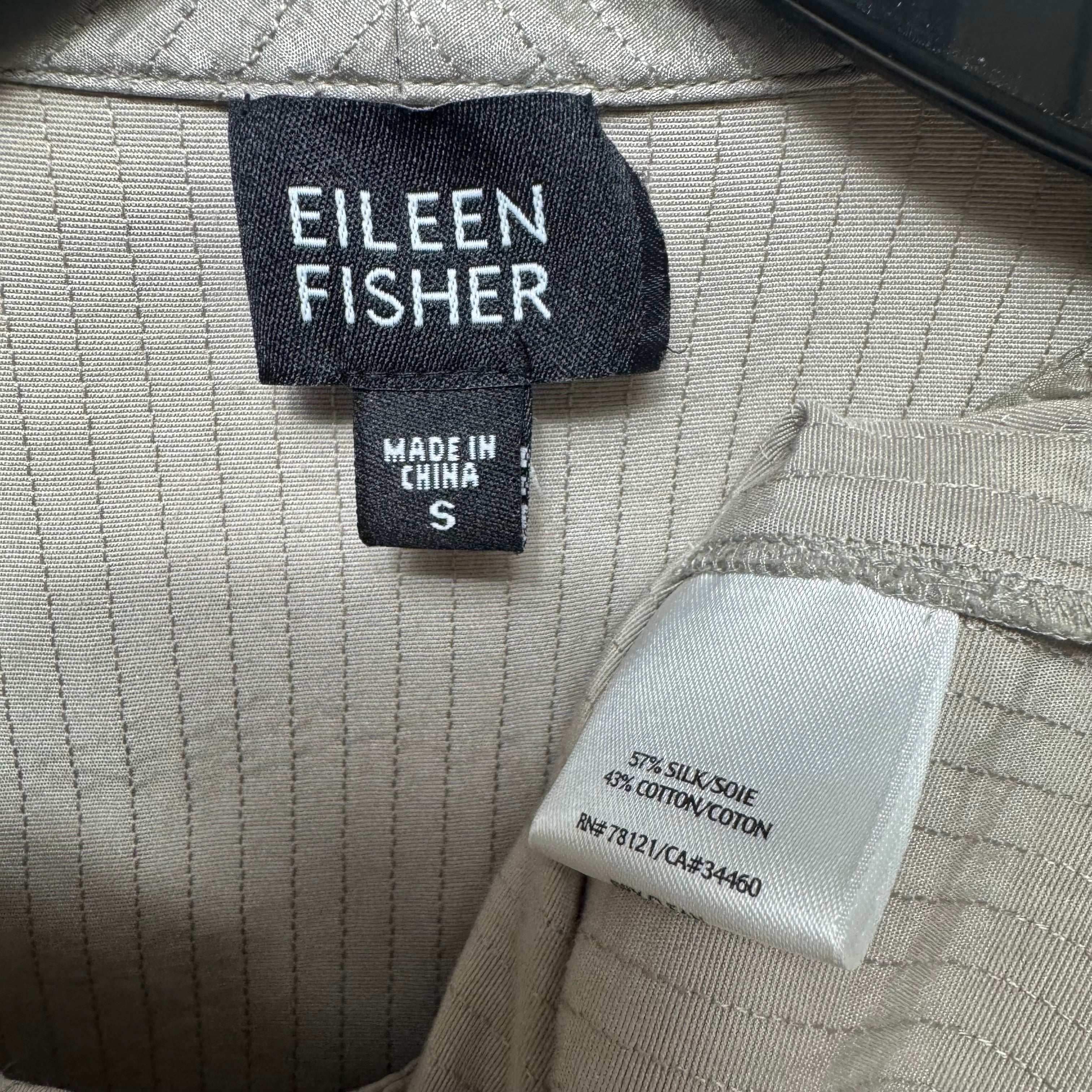 Silk Blend Jacket By Eileen Fisher In Taupe, Size: S