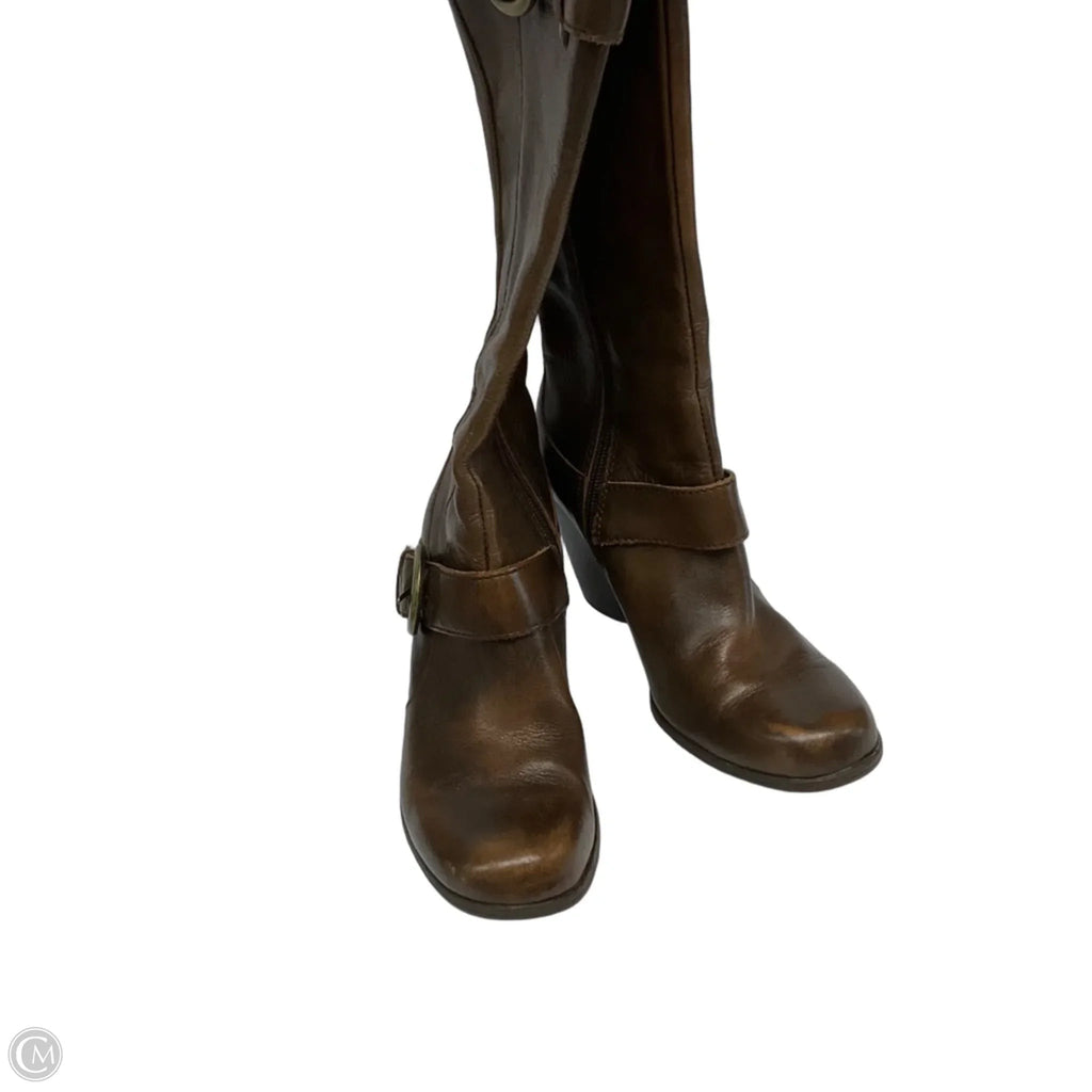 Boots Knee Heels By Born In Brown, Size: 6.5