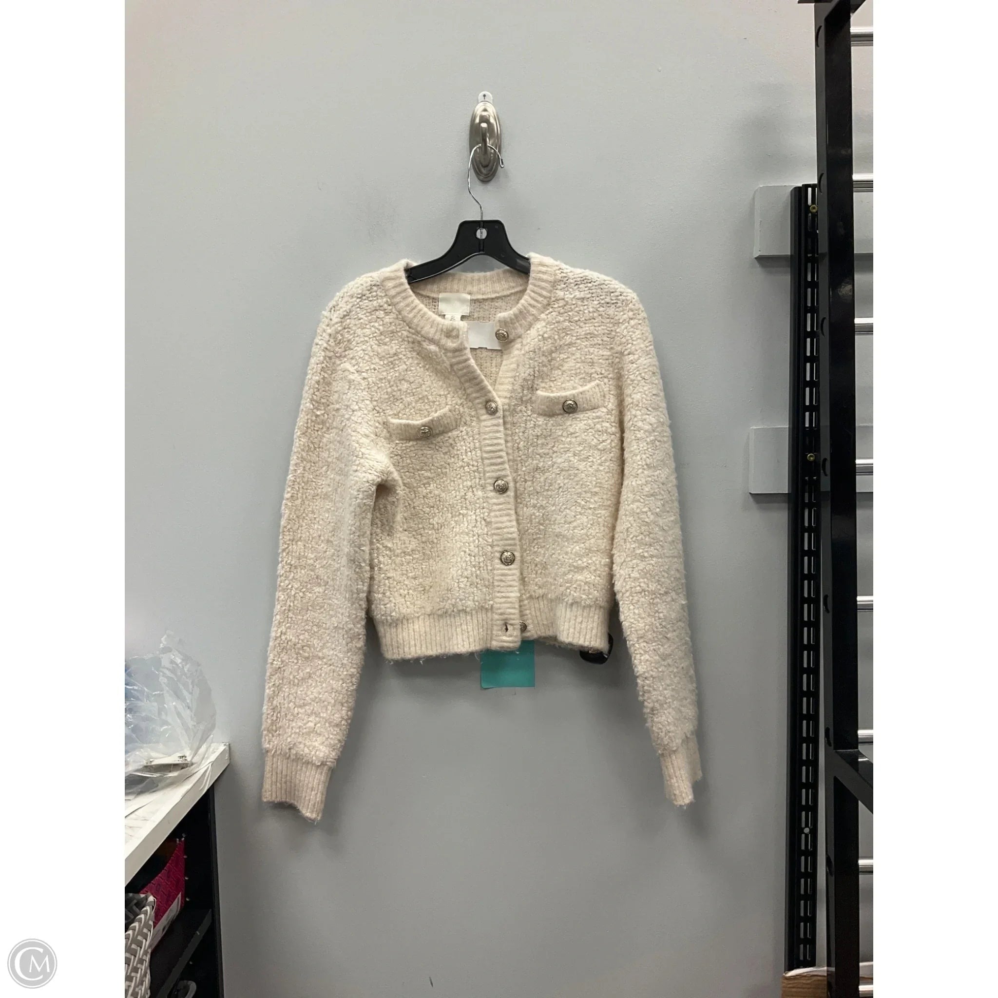Sweater Cardigan By H&m In Cream, Size: S