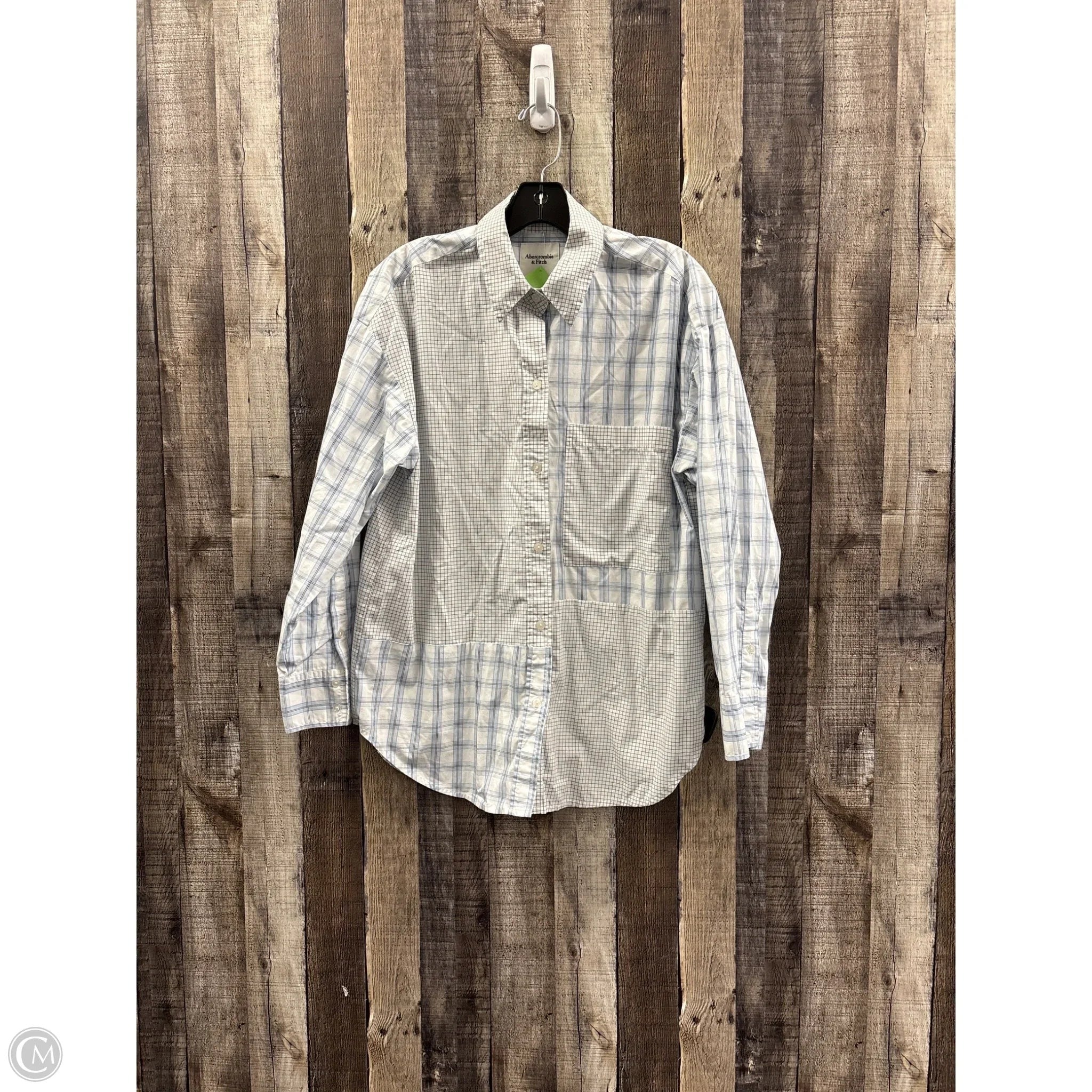 Top Long Sleeve By Abercrombie And Fitch In Checkered Pattern, Size: S