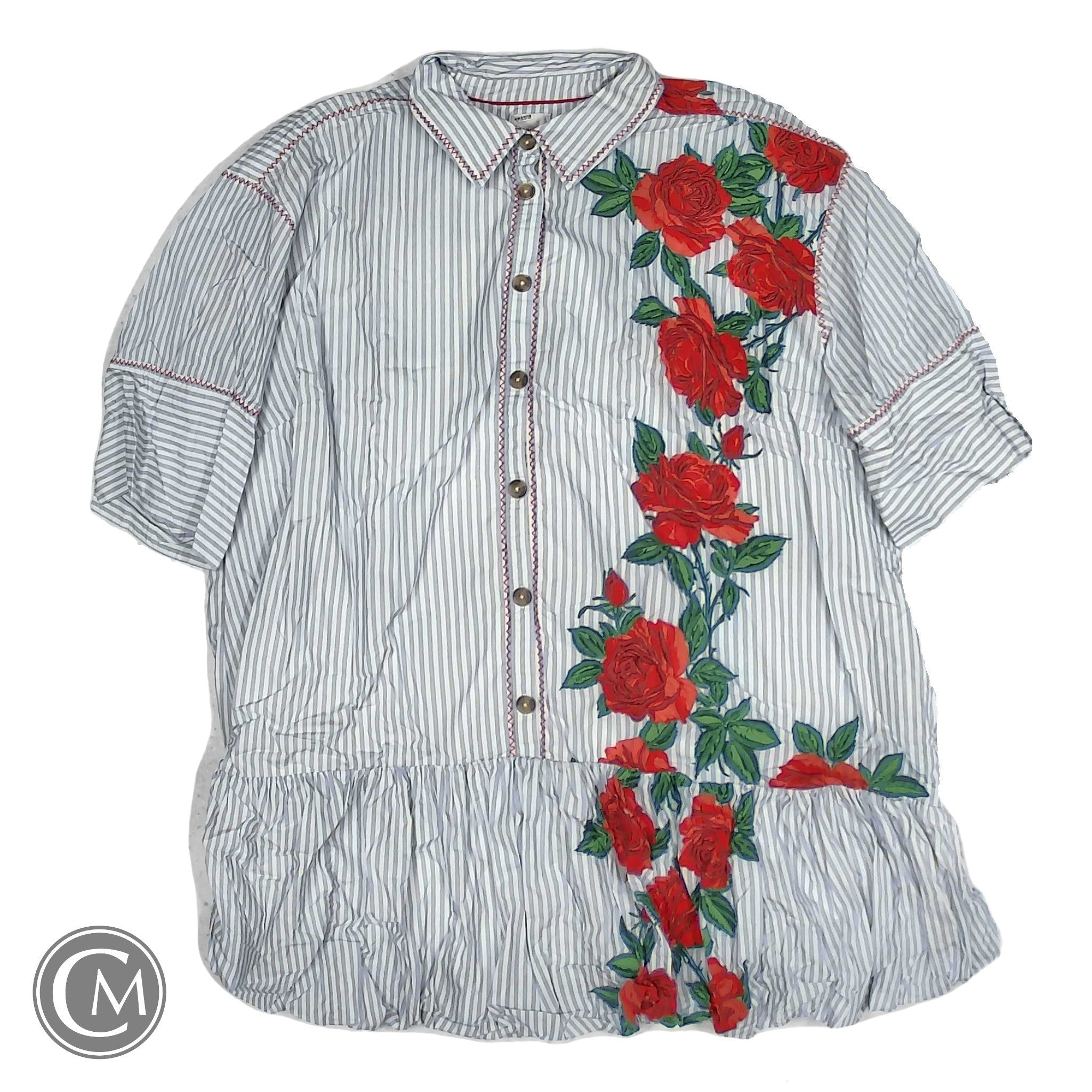 Dress Casual Short By Maeve In Blue & Red & White, Size: 2x