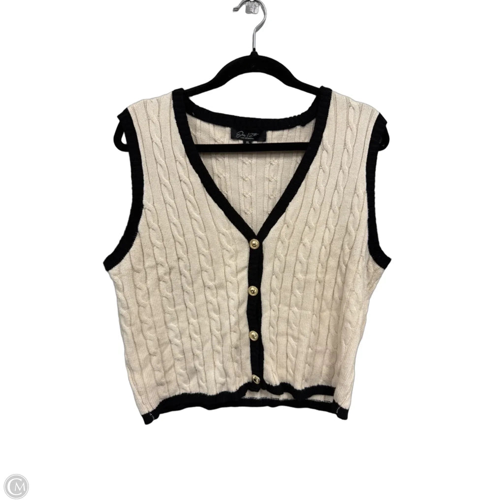 Vest Sweater By Clothes Mentor In Black & Cream, Size: Xl