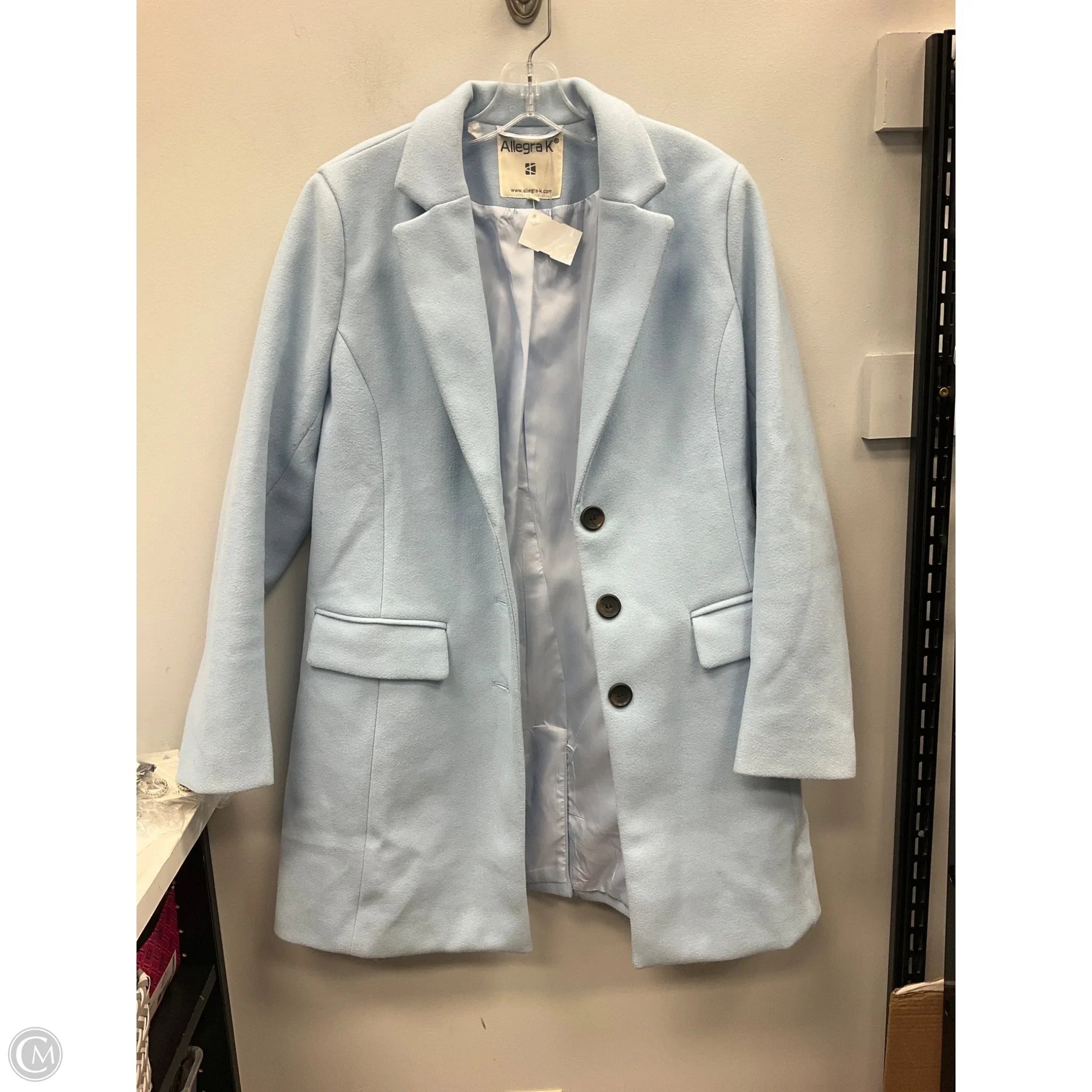 Coat Peacoat By Allegra K In Blue, Size: L