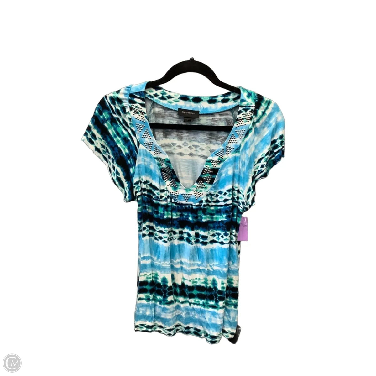 Top Short Sleeve By Ab Studio In Blue, Size: S
