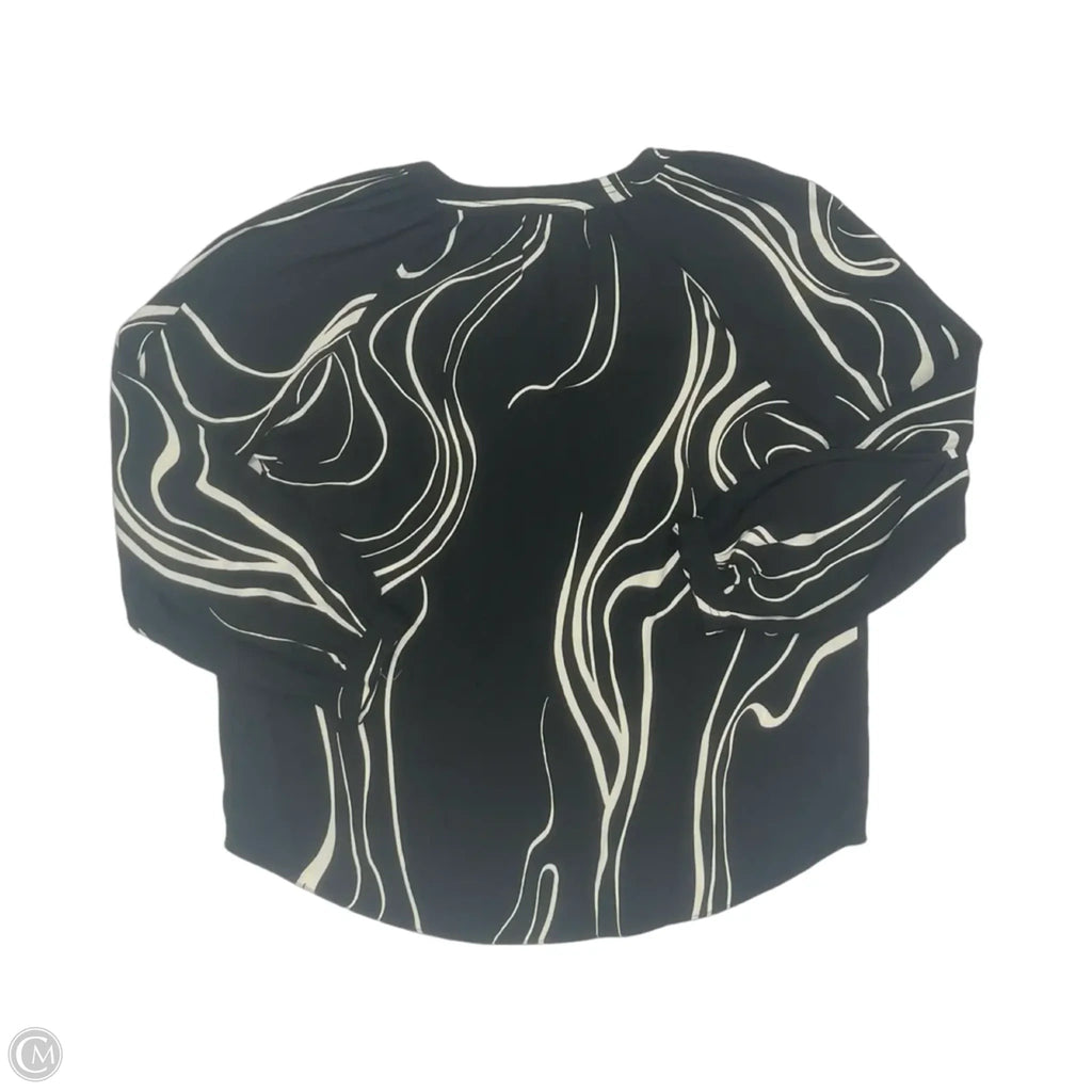 Blouse Long Sleeve By Nine West Apparel In Black & Cream, Size: L