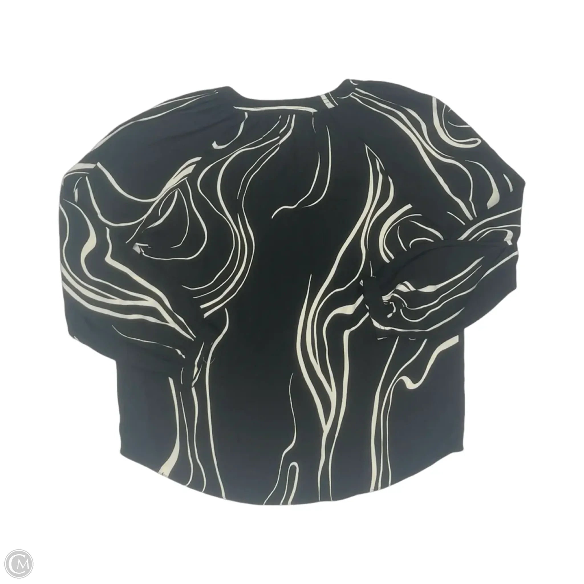 Blouse Long Sleeve By Nine West Apparel In Black & Cream, Size: L