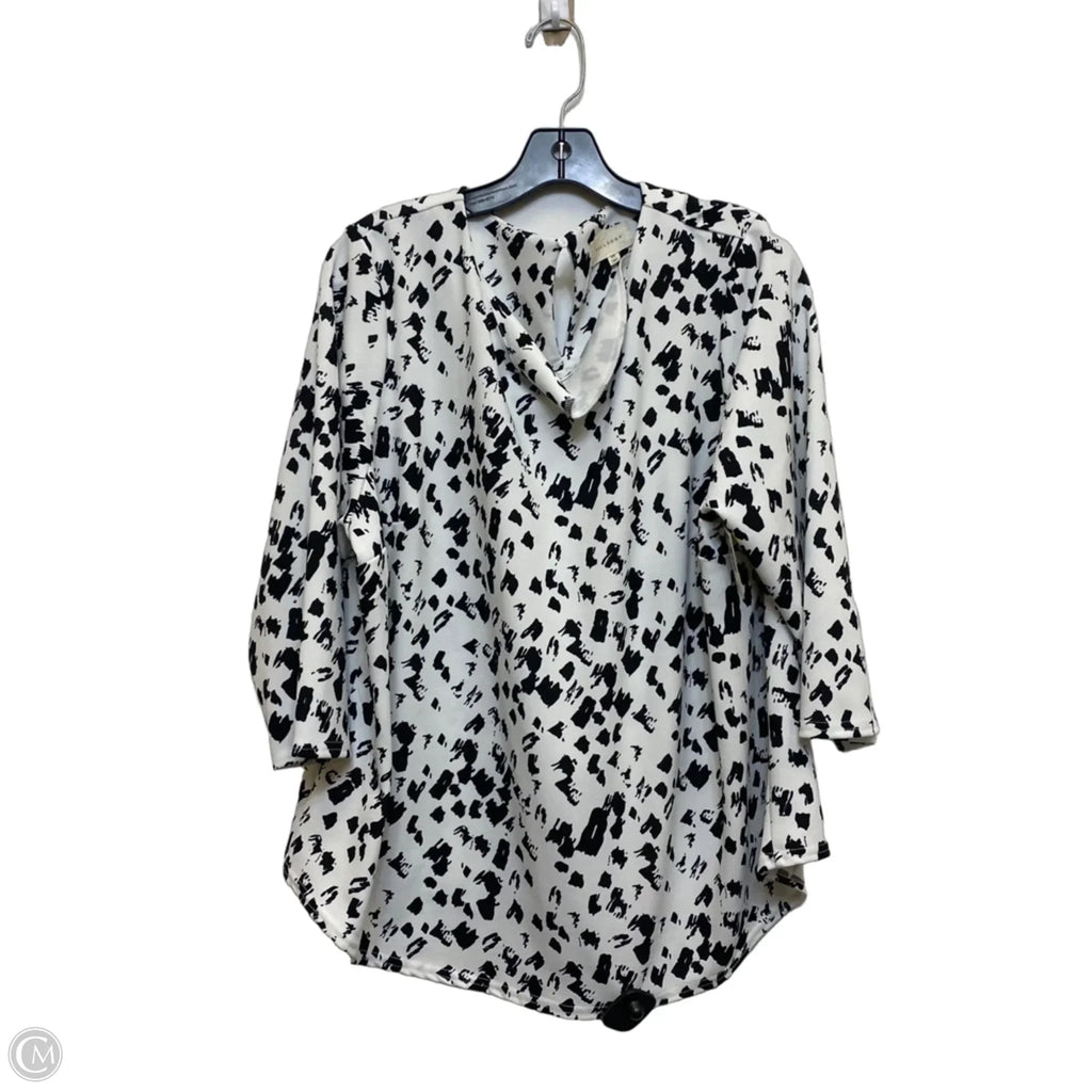 Top 3/4 Sleeve By Melloday In Black & White, Size: 2x