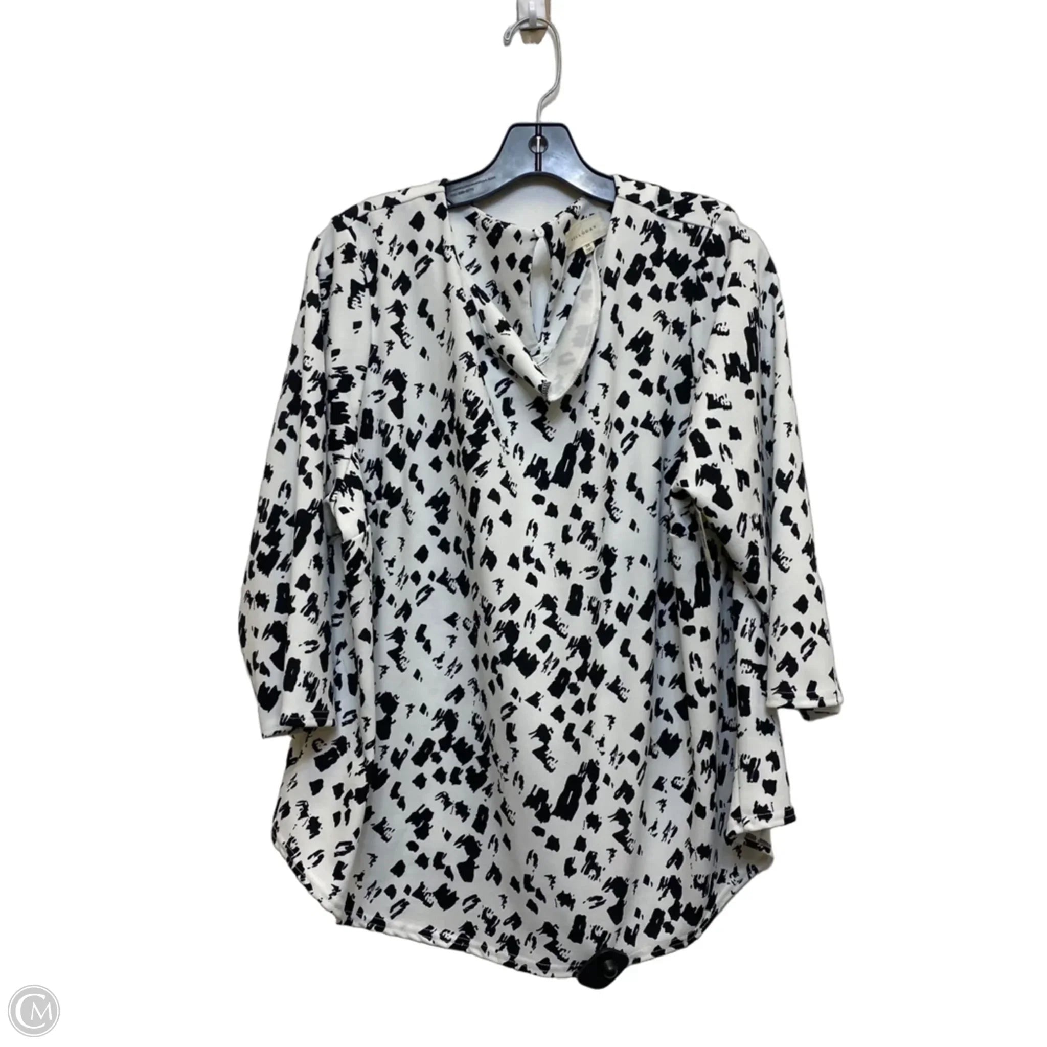 Top 3/4 Sleeve By Melloday In Black & White, Size: 2x