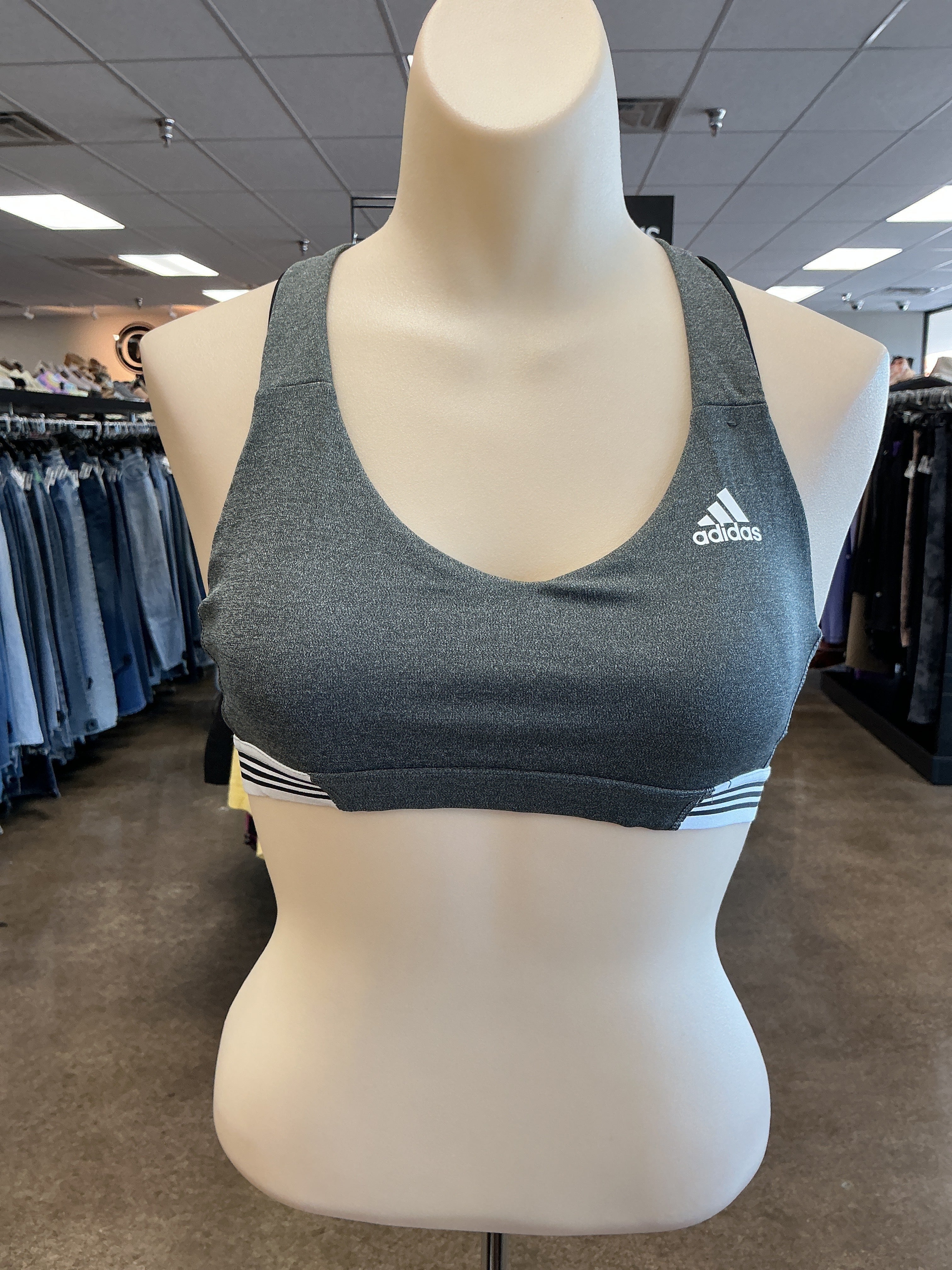 Athletic Bra By Adidas In Grey, Size:S