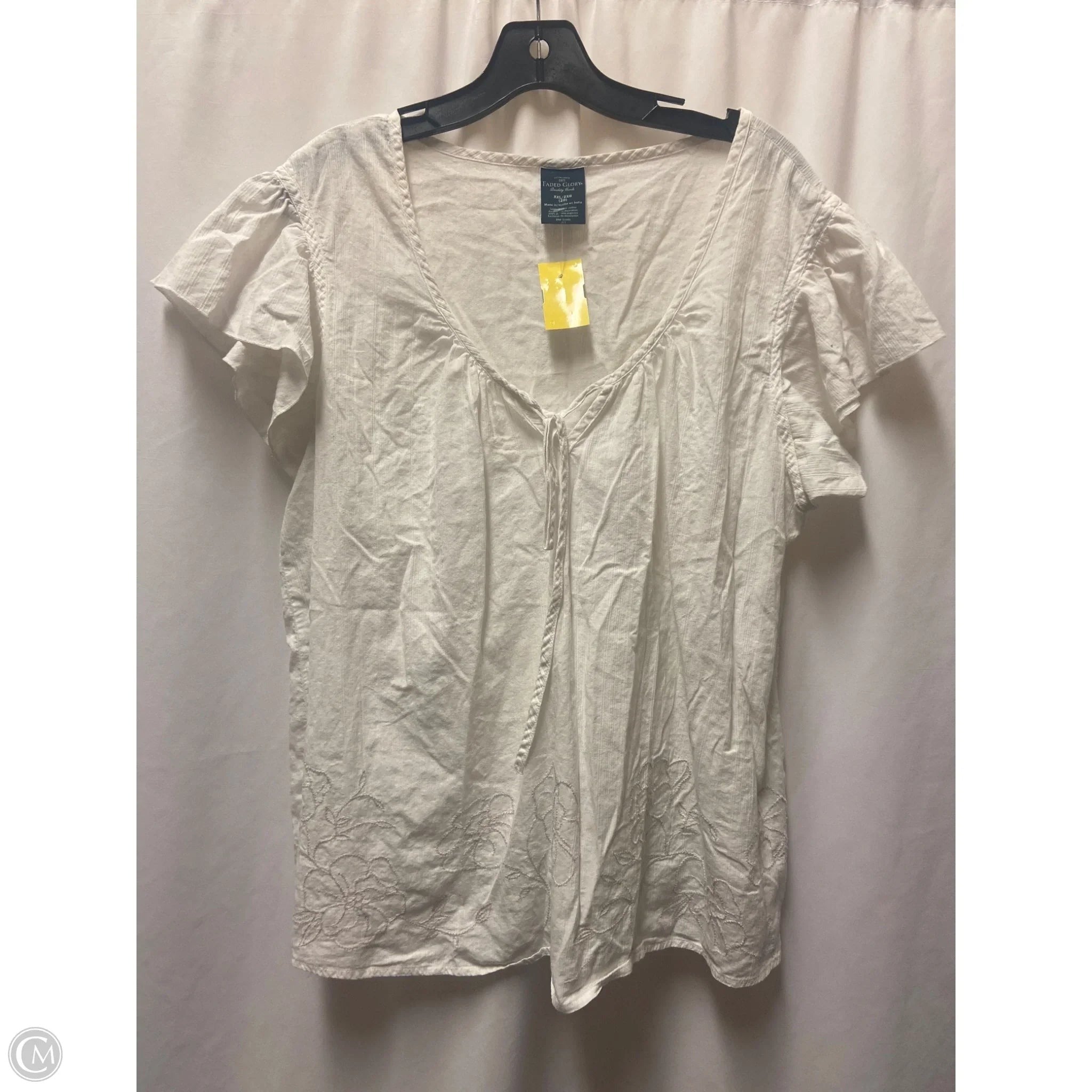 Top Short Sleeve By Faded Glory In White, Size: Xxl