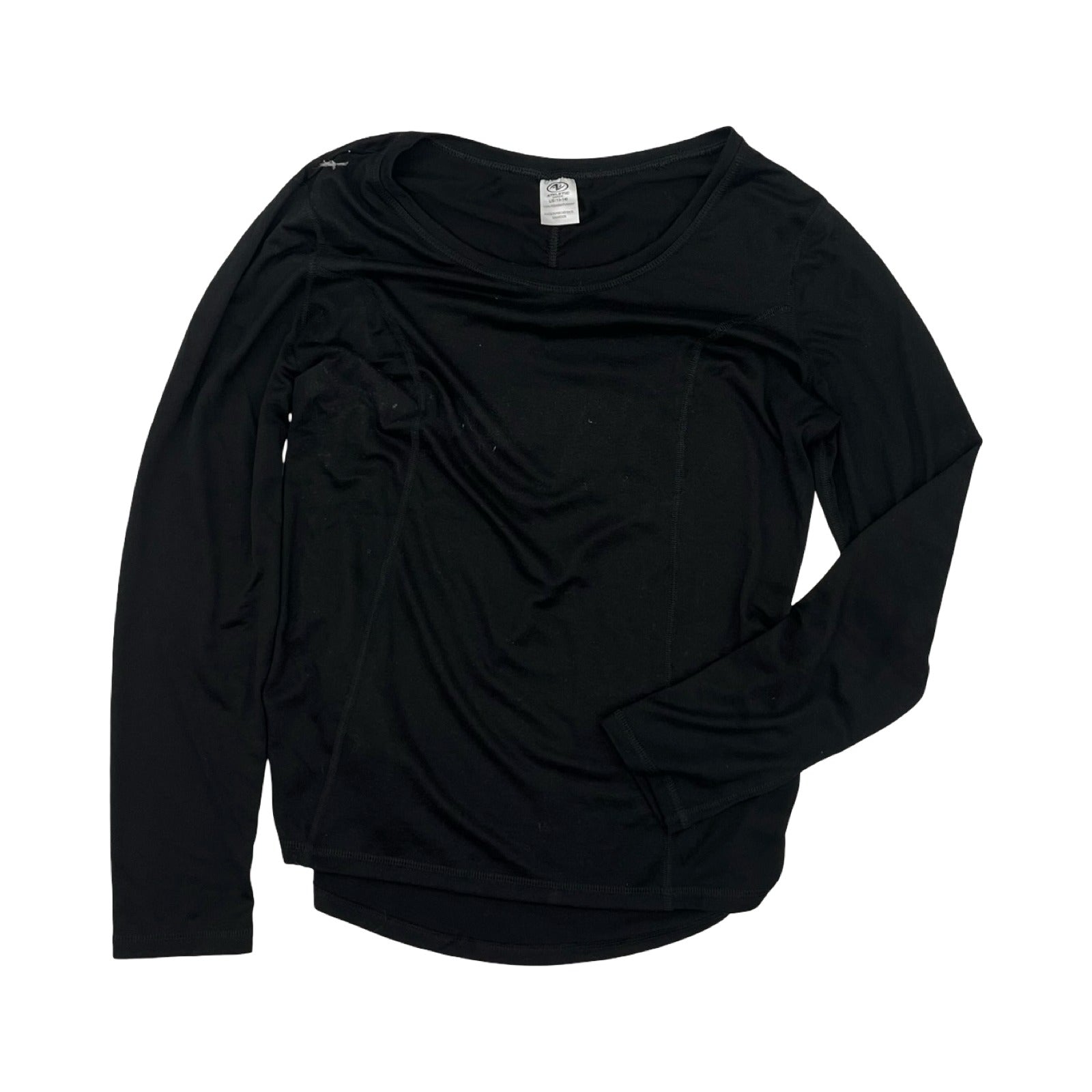 Athletic Top Ls Crewneck By Athletic Works In Black, Size:L